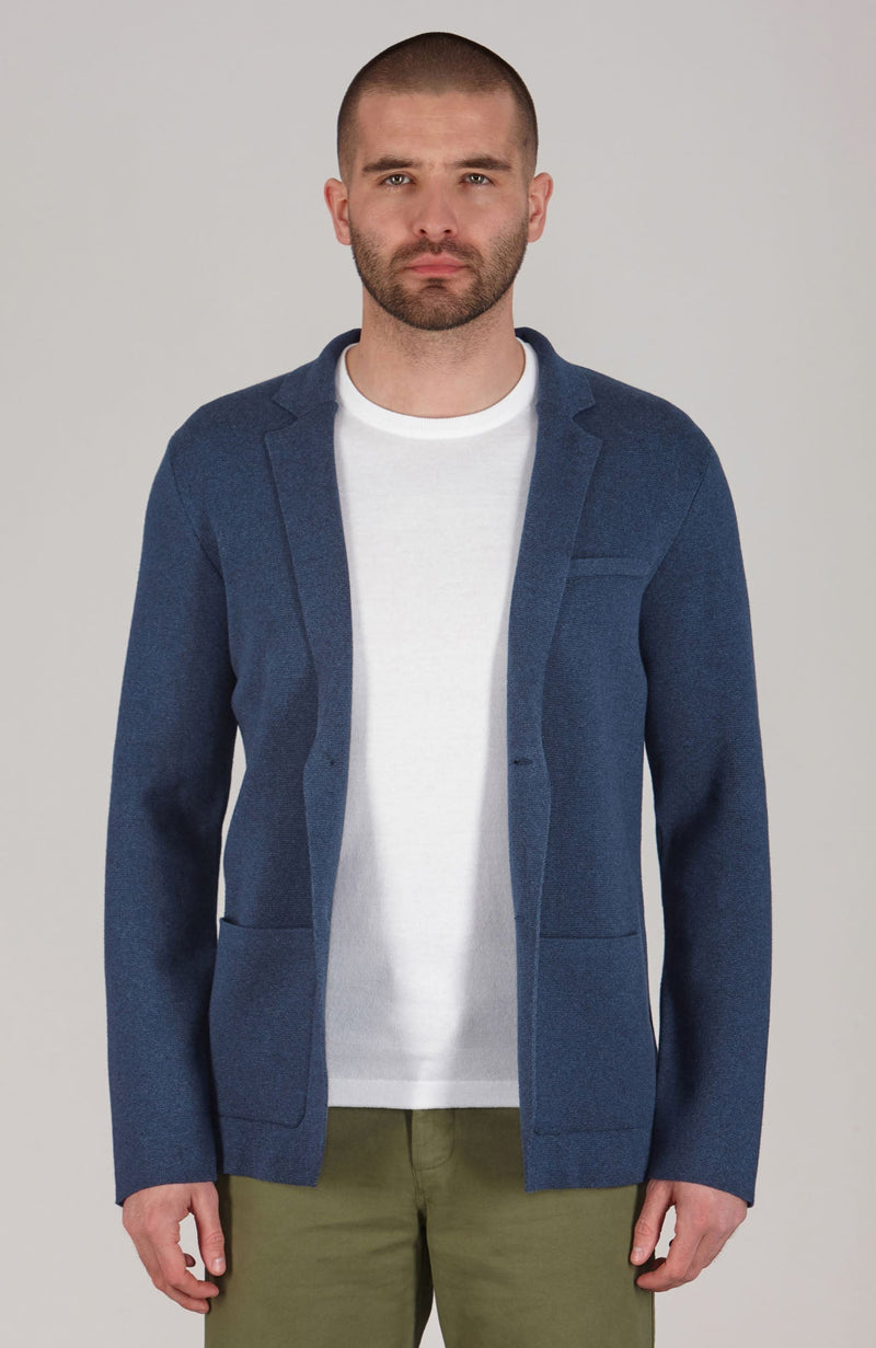 Mens Lightweight Jaspe Cotton Knitted Blazer