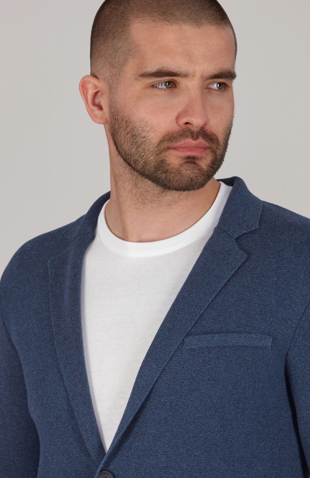 Mens Lightweight Jaspe Cotton Knitted Blazer