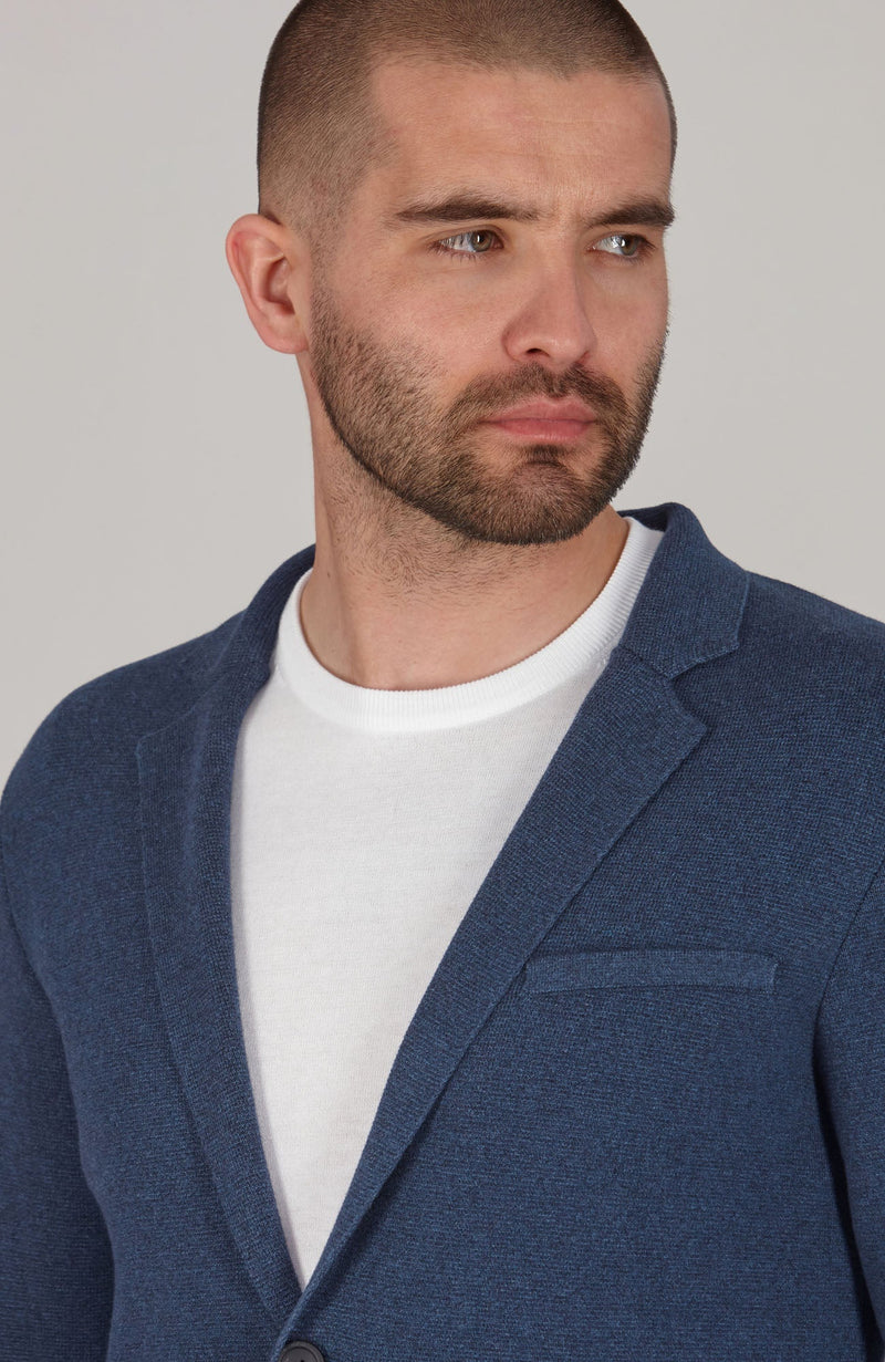 Mens Lightweight Jaspe Cotton Knitted Blazer
