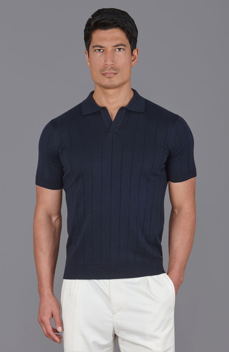 Mens Ultra Fine Cotton Selection Knit Buttonless Polo Shirt