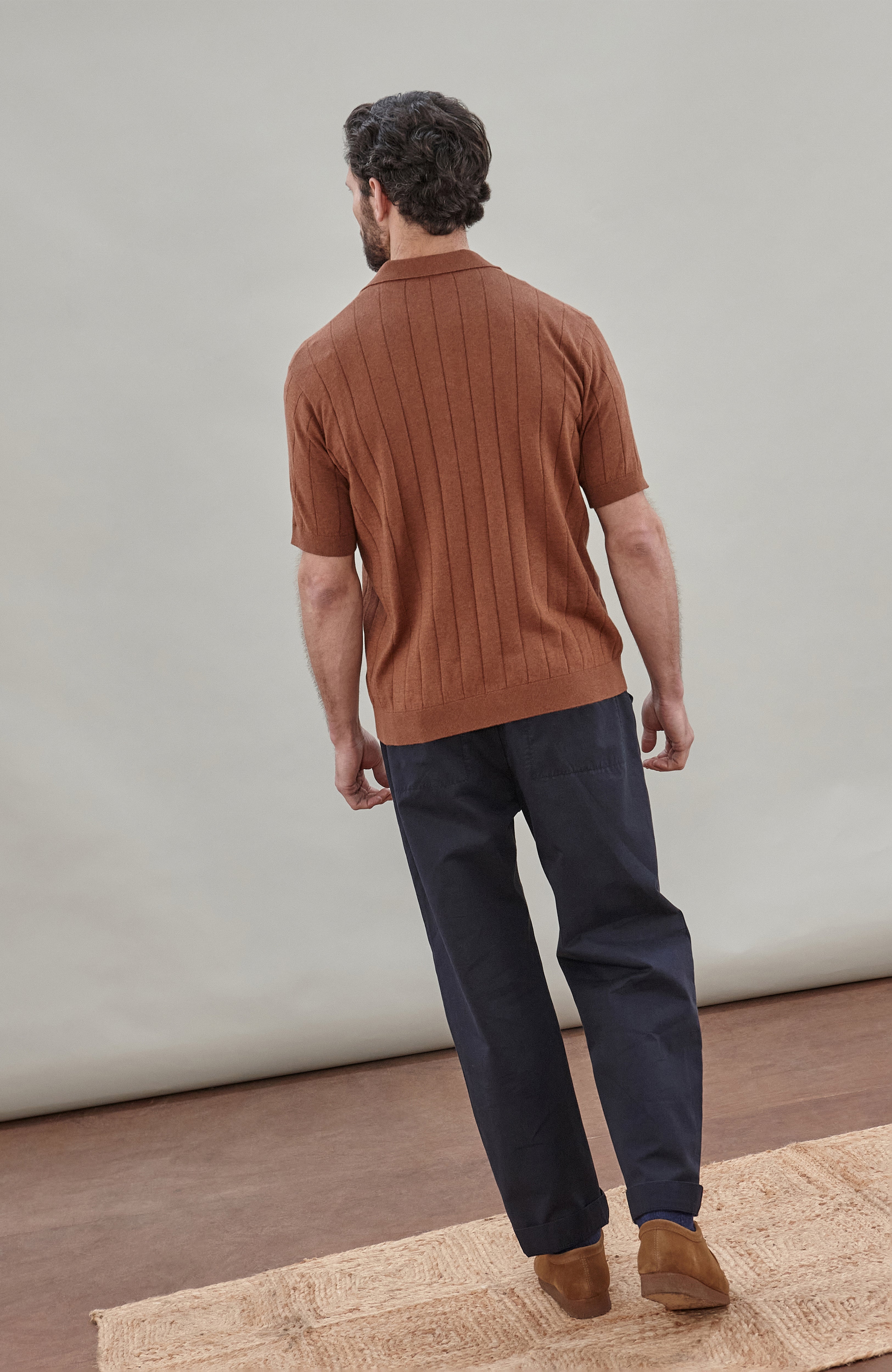 Mens Ultra Fine Cotton Selection Knit Buttonless Polo Shirt