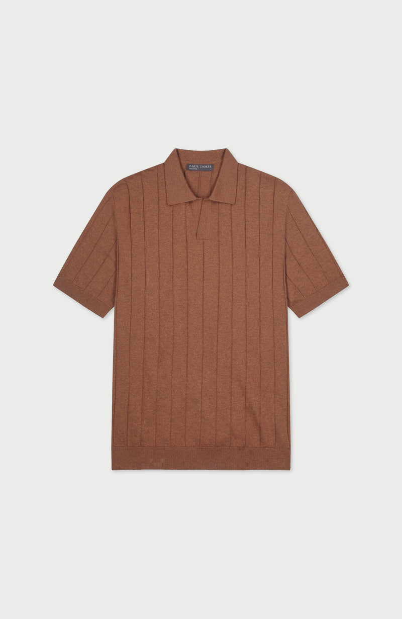 Mens Ultra Fine Cotton Selection Knit Buttonless Polo Shirt
