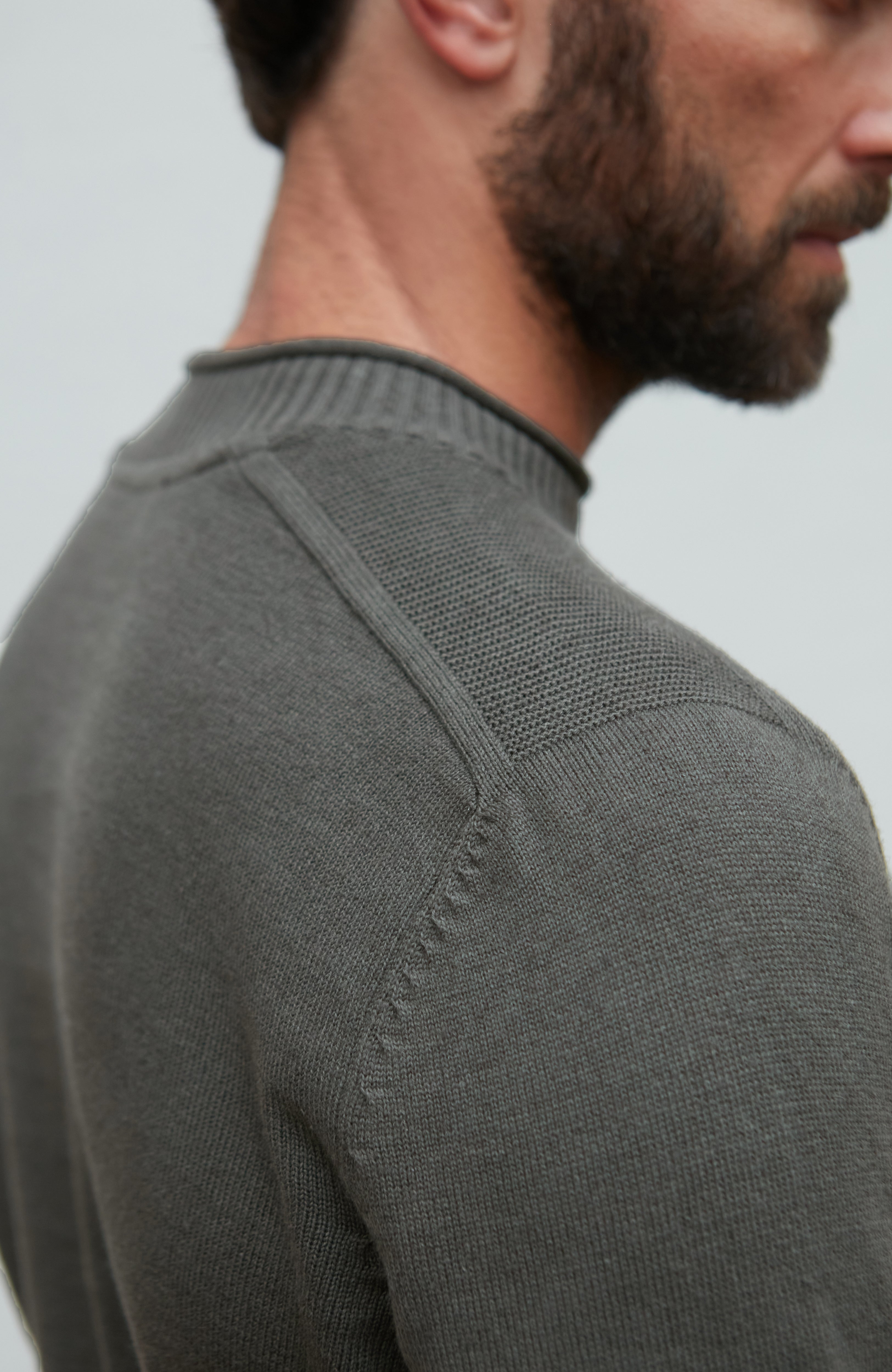 Mens Lightweight Organic Cotton Linen Saddle Shoulder Jumper