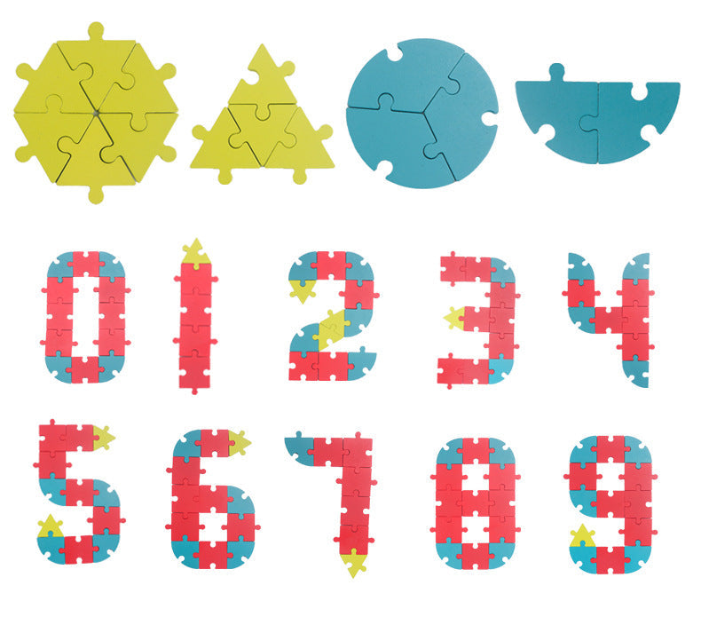 Montessori Creative Fun Puzzle for Children's Early Education with Geometric Shapes – Numbers and Letters