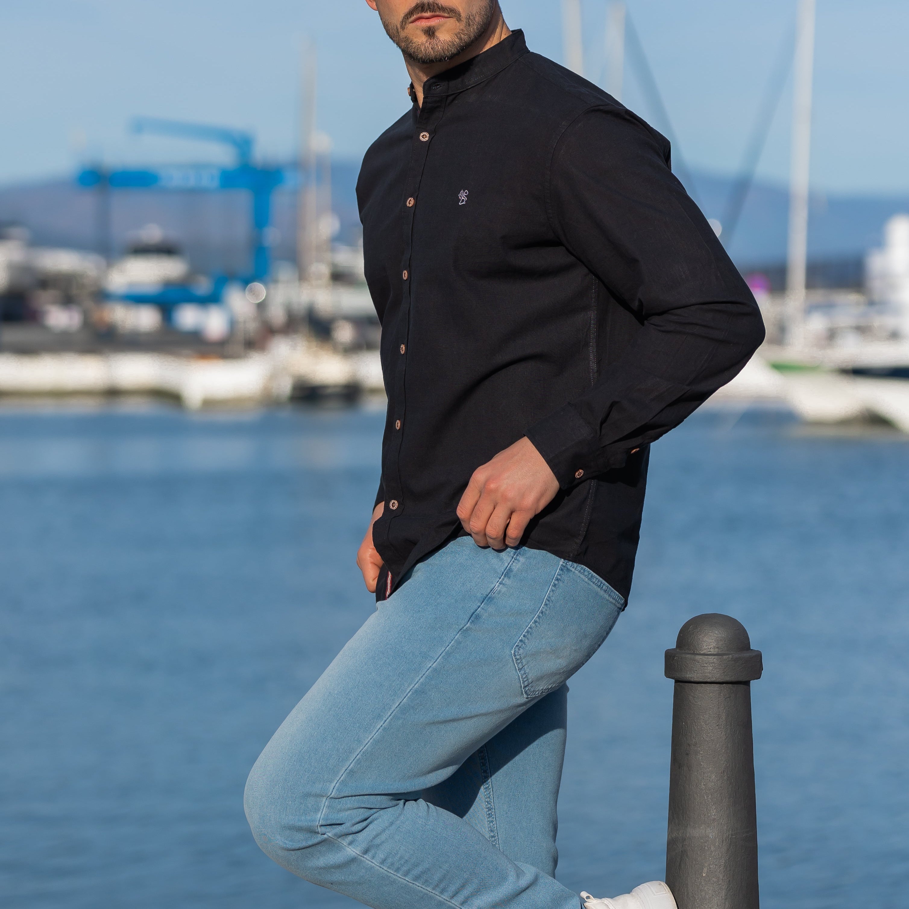 Virtuoso Men's Linen Shirt – Classic Long Sleeve Fit