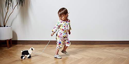 The Pull Pup by Lovevery - Wooden Push Pull Toy, Black/White/Natural Wood