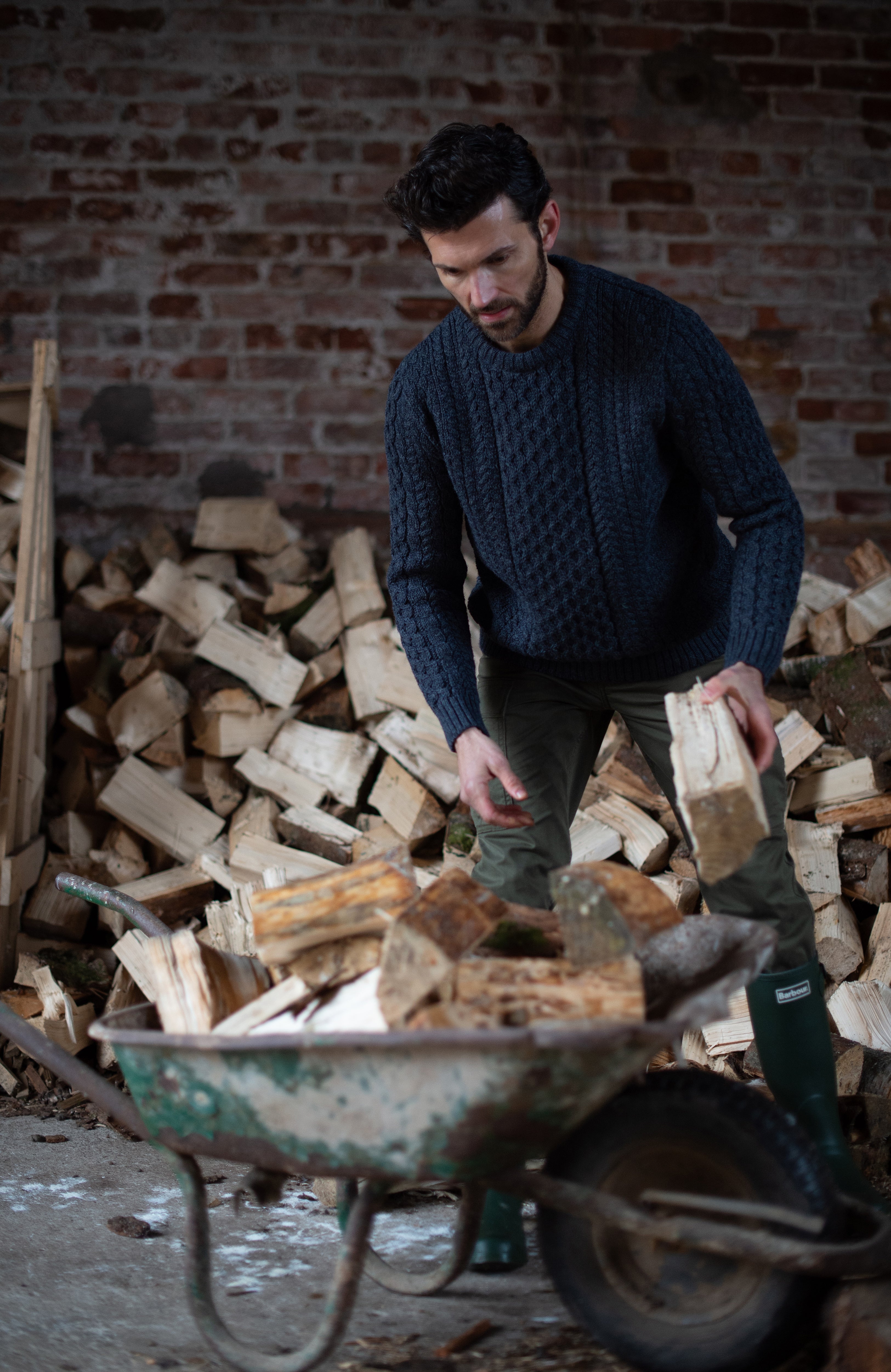 Mens Fisherman's British Wool Cable Jumper