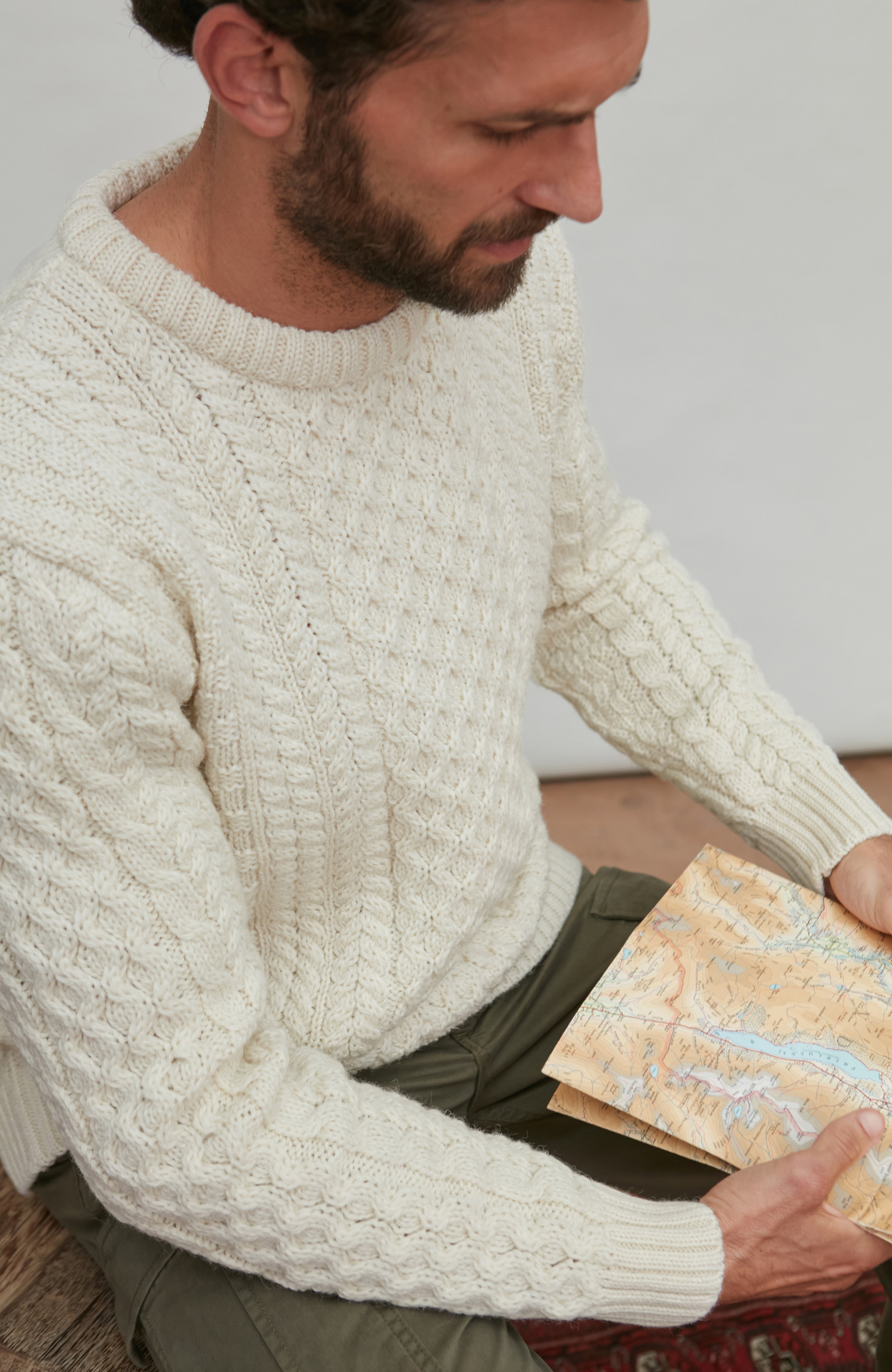 Mens Fisherman's British Wool Cable Jumper