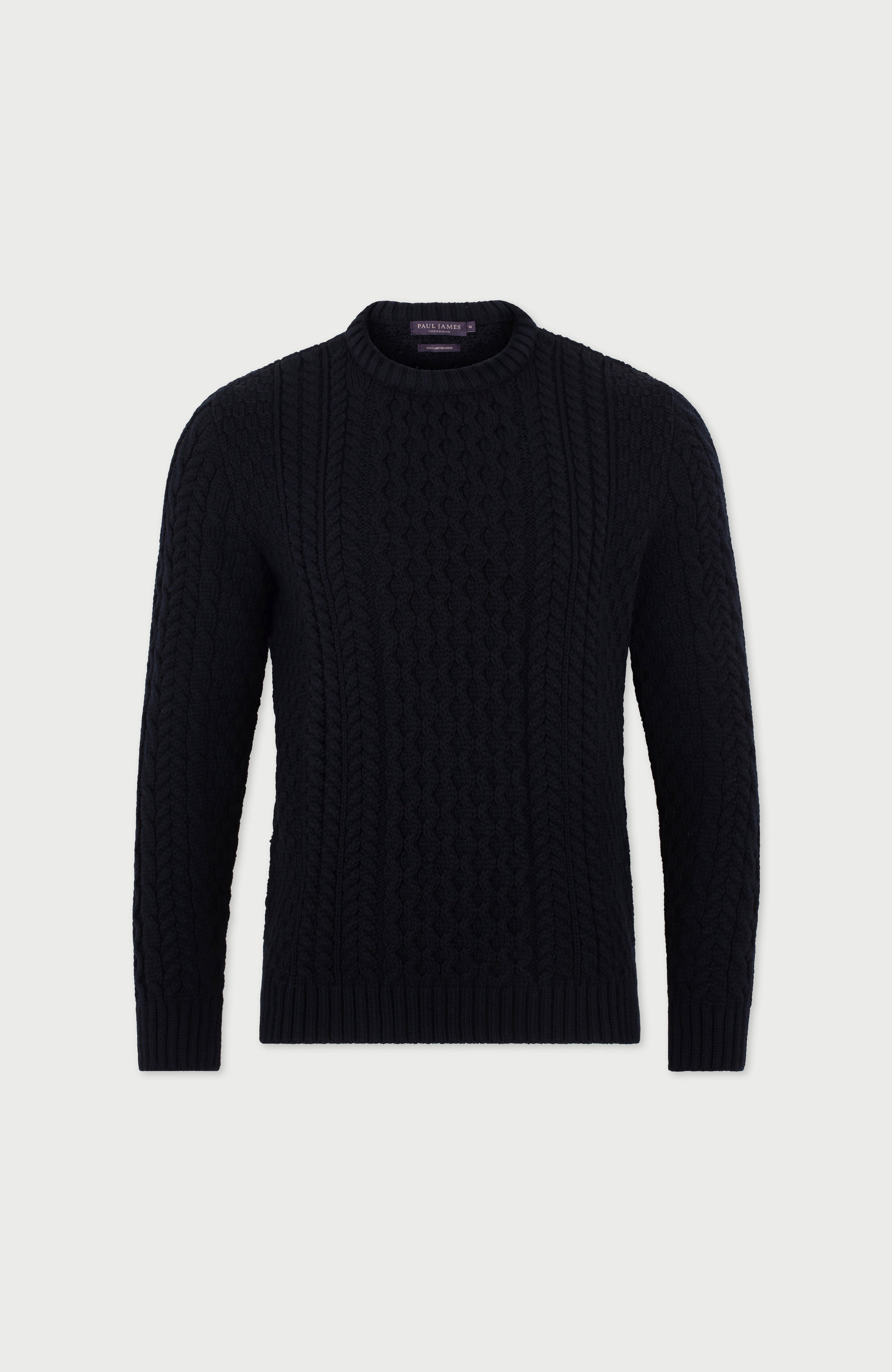 Mens Fisherman's British Wool Cable Jumper