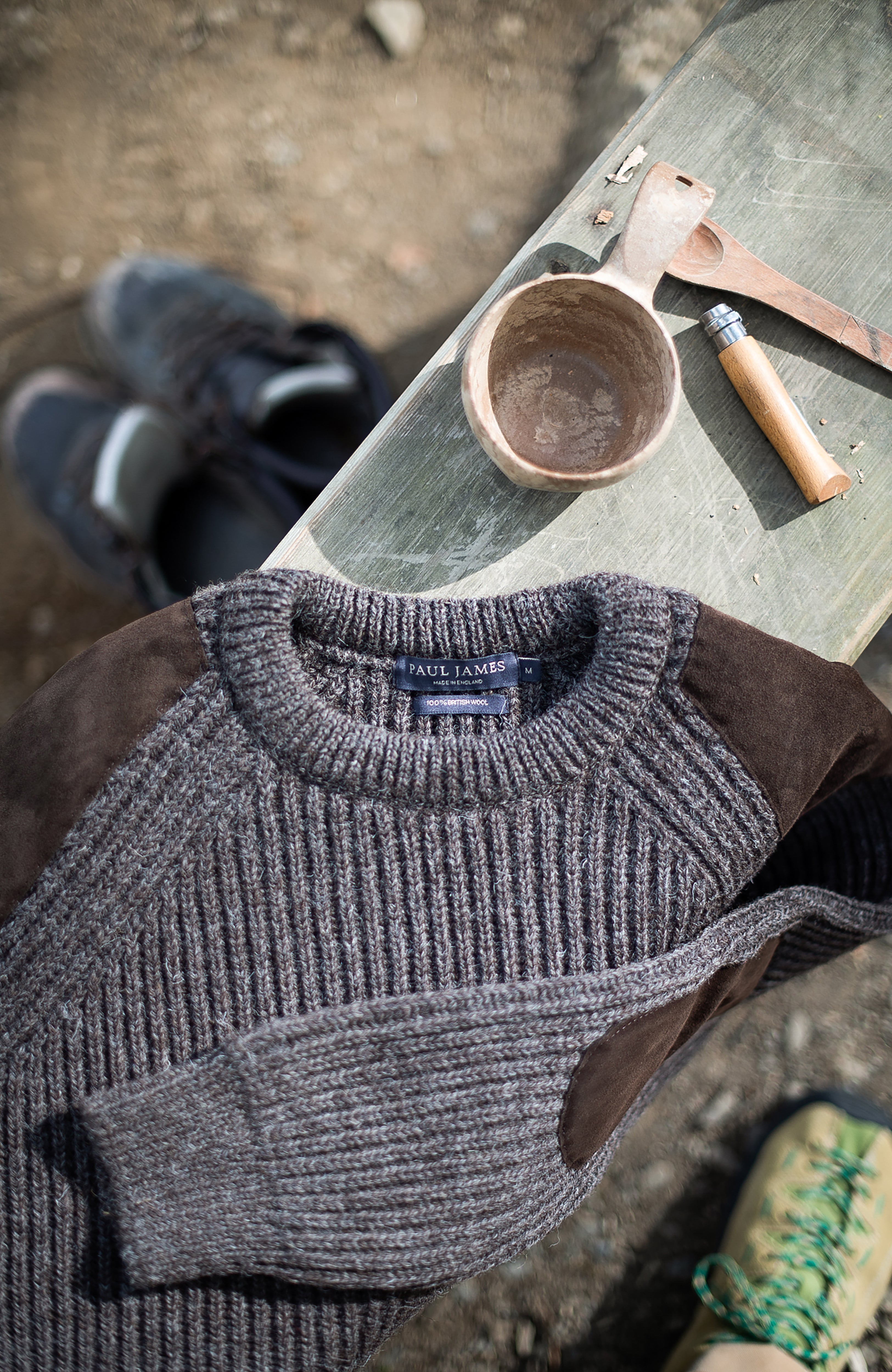 Mens Chunky British Wool Ribbed Shooting Jumper