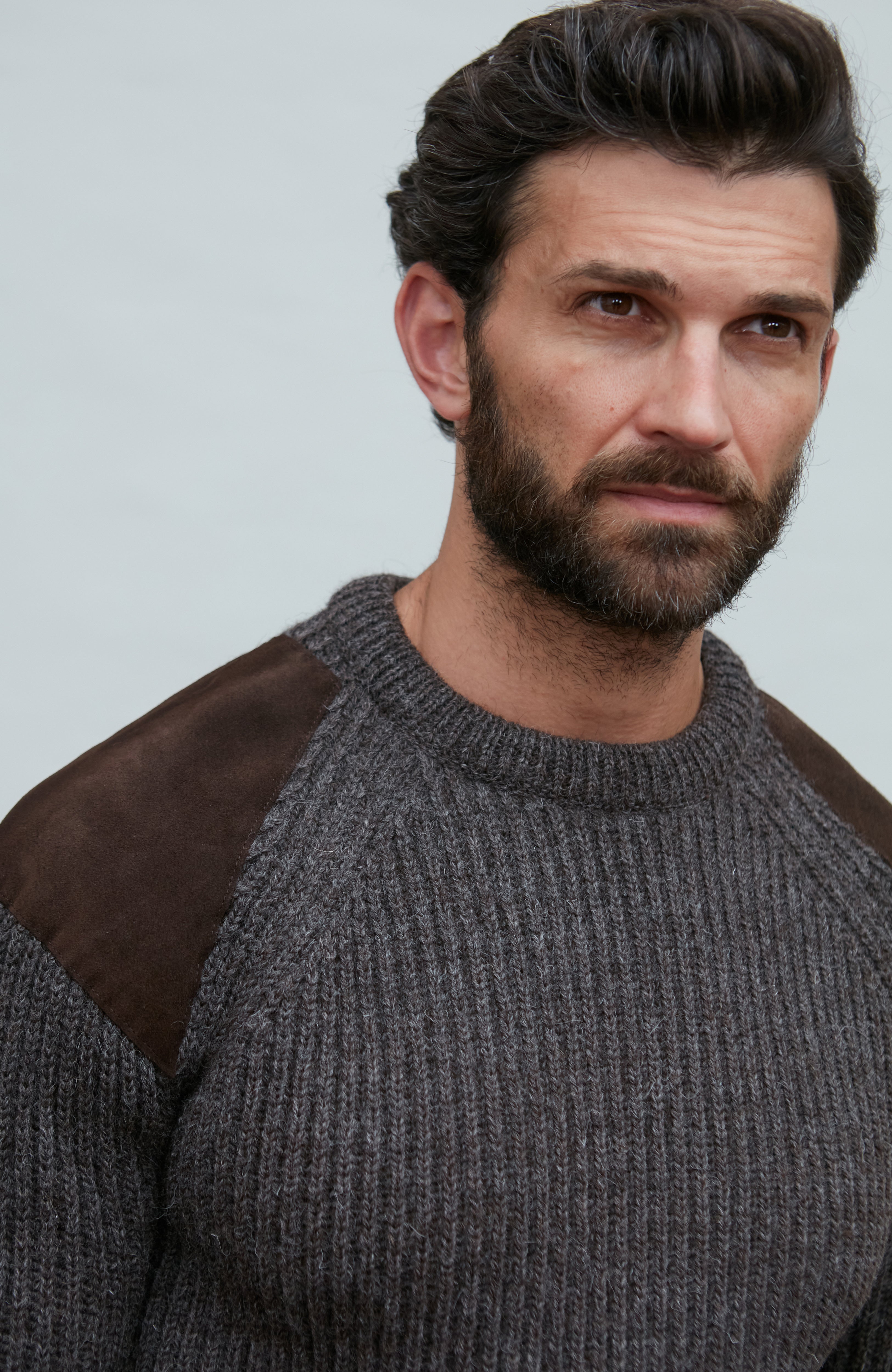 Mens Chunky British Wool Ribbed Shooting Jumper