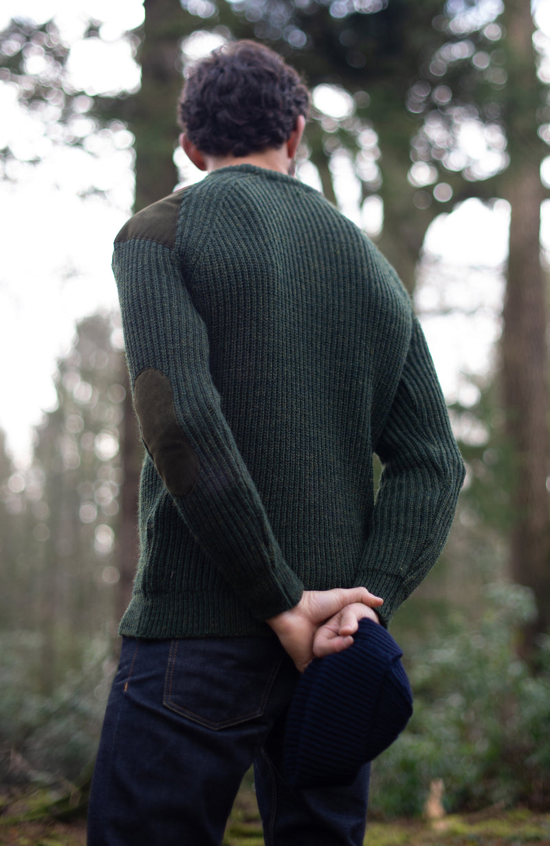 Mens Chunky British Wool Ribbed Shooting Jumper