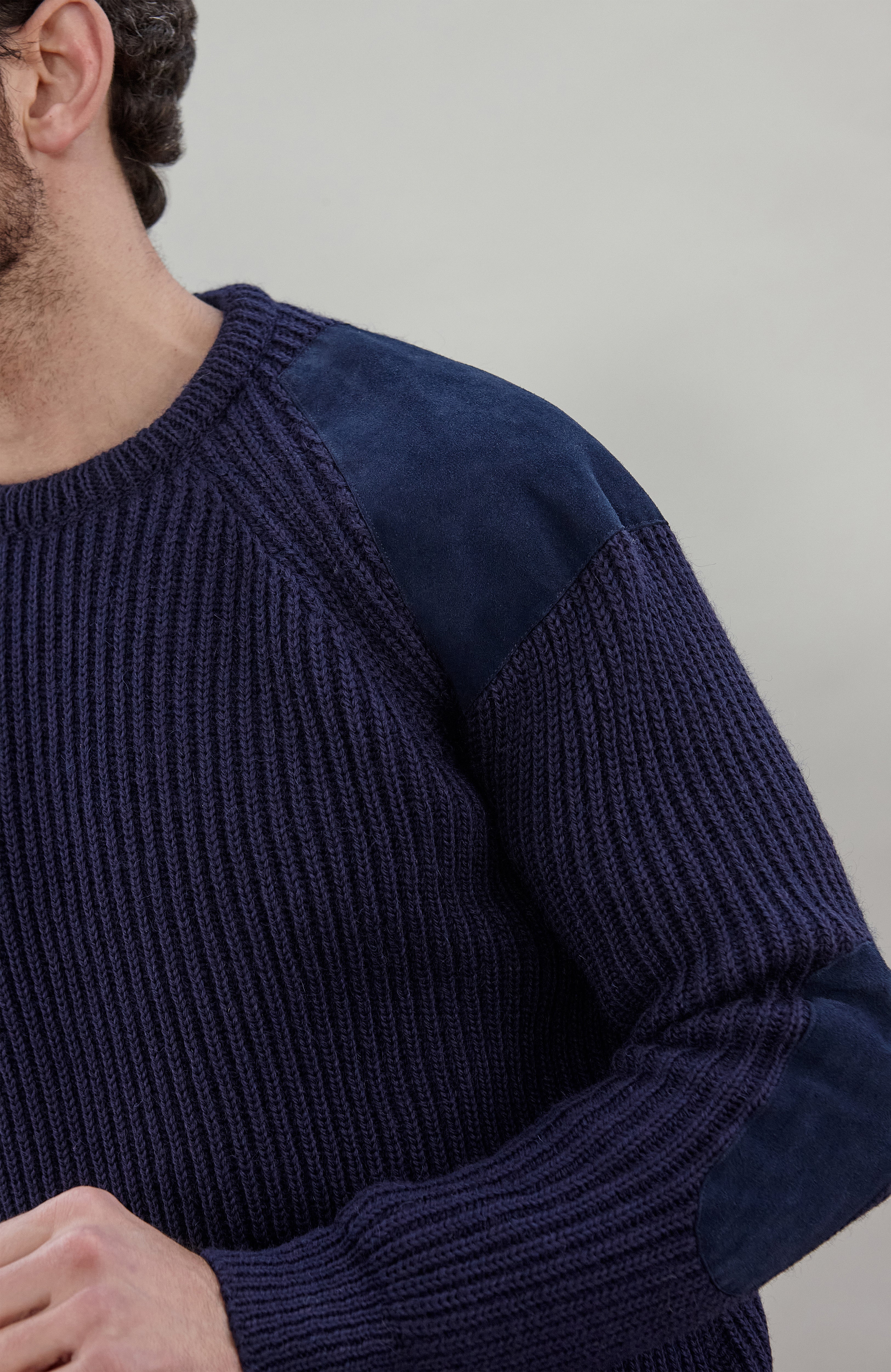 Mens Chunky British Wool Ribbed Shooting Jumper