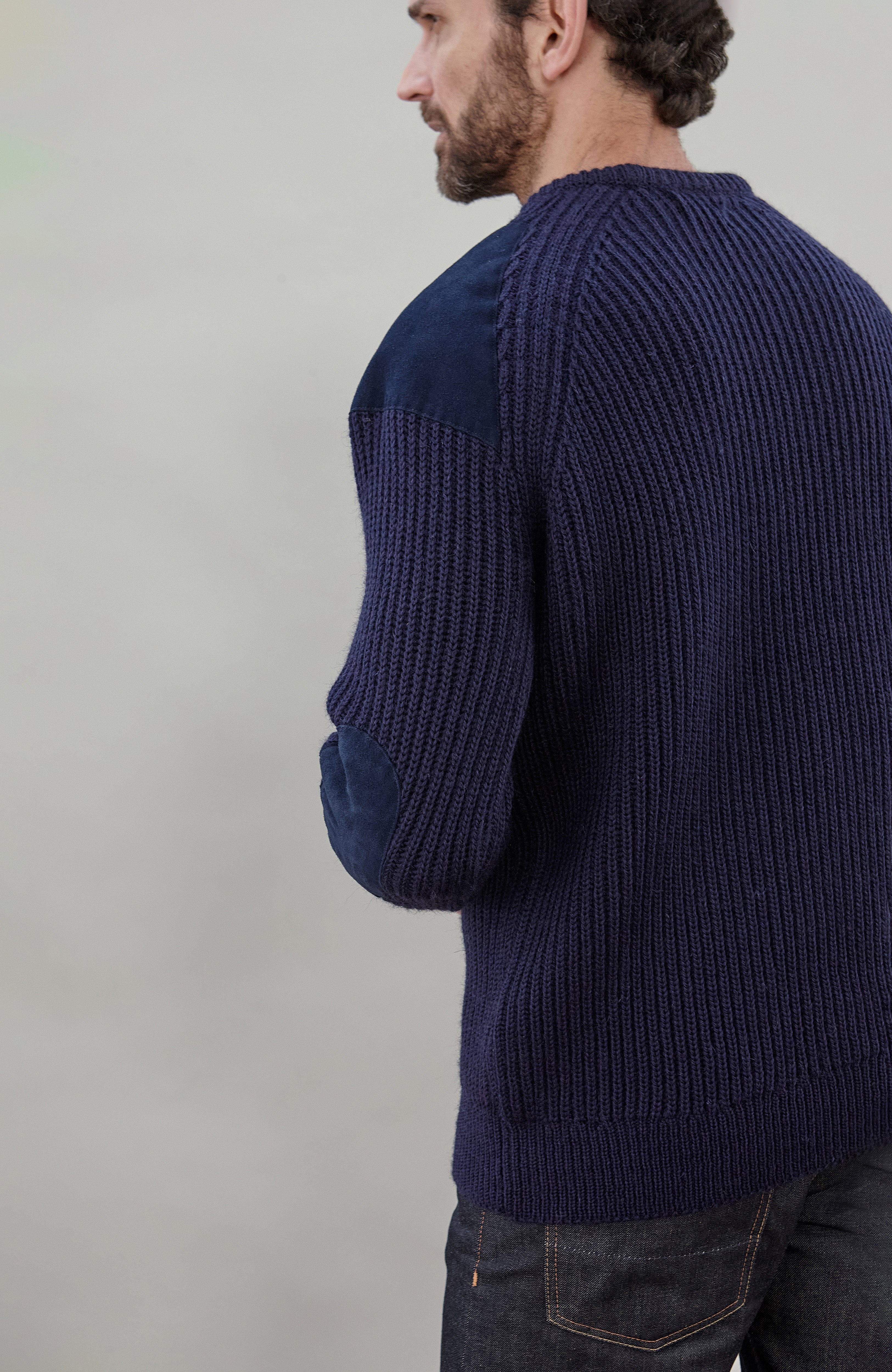 Mens Chunky British Wool Ribbed Shooting Jumper
