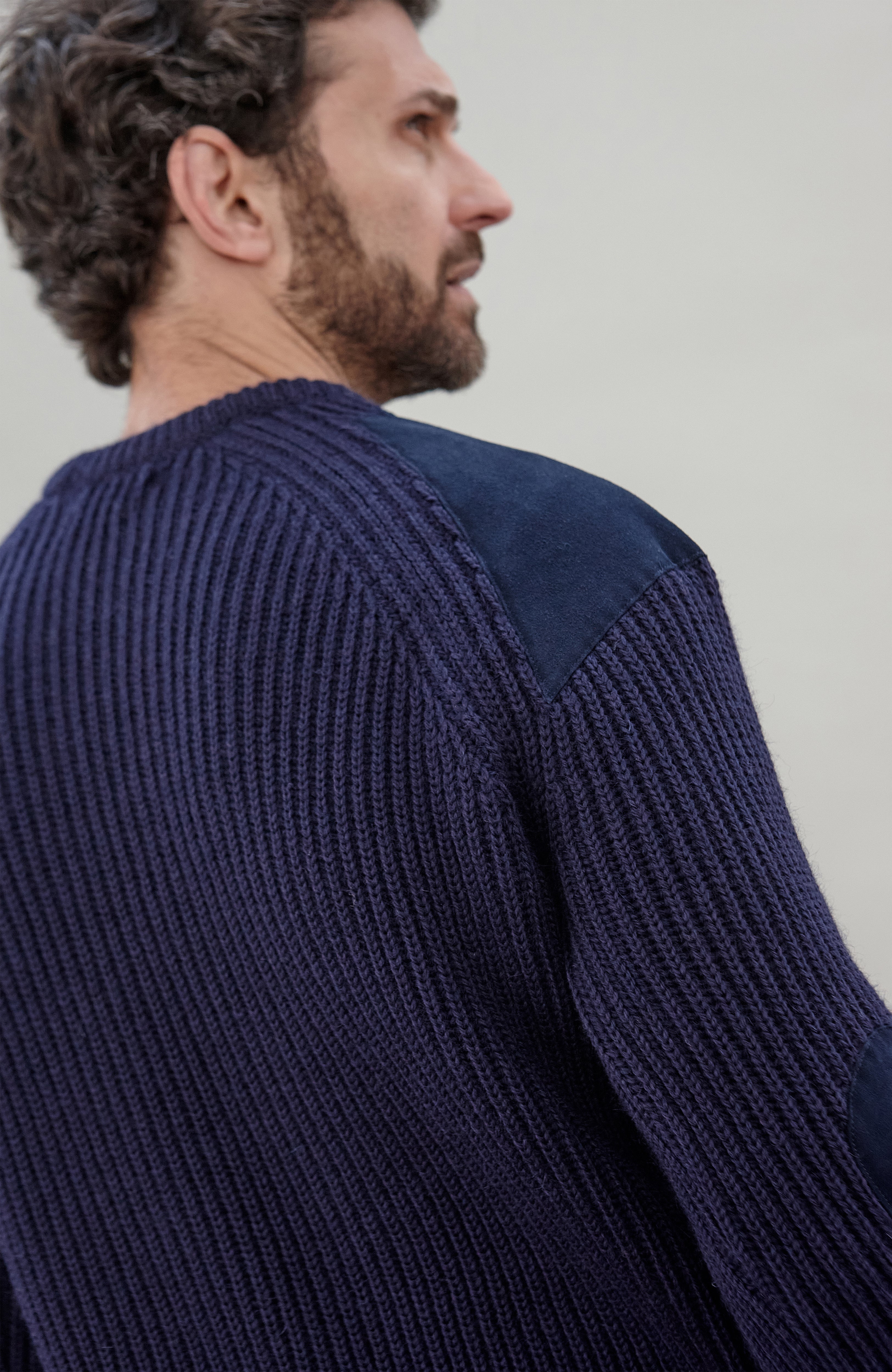 Mens Chunky British Wool Ribbed Shooting Jumper