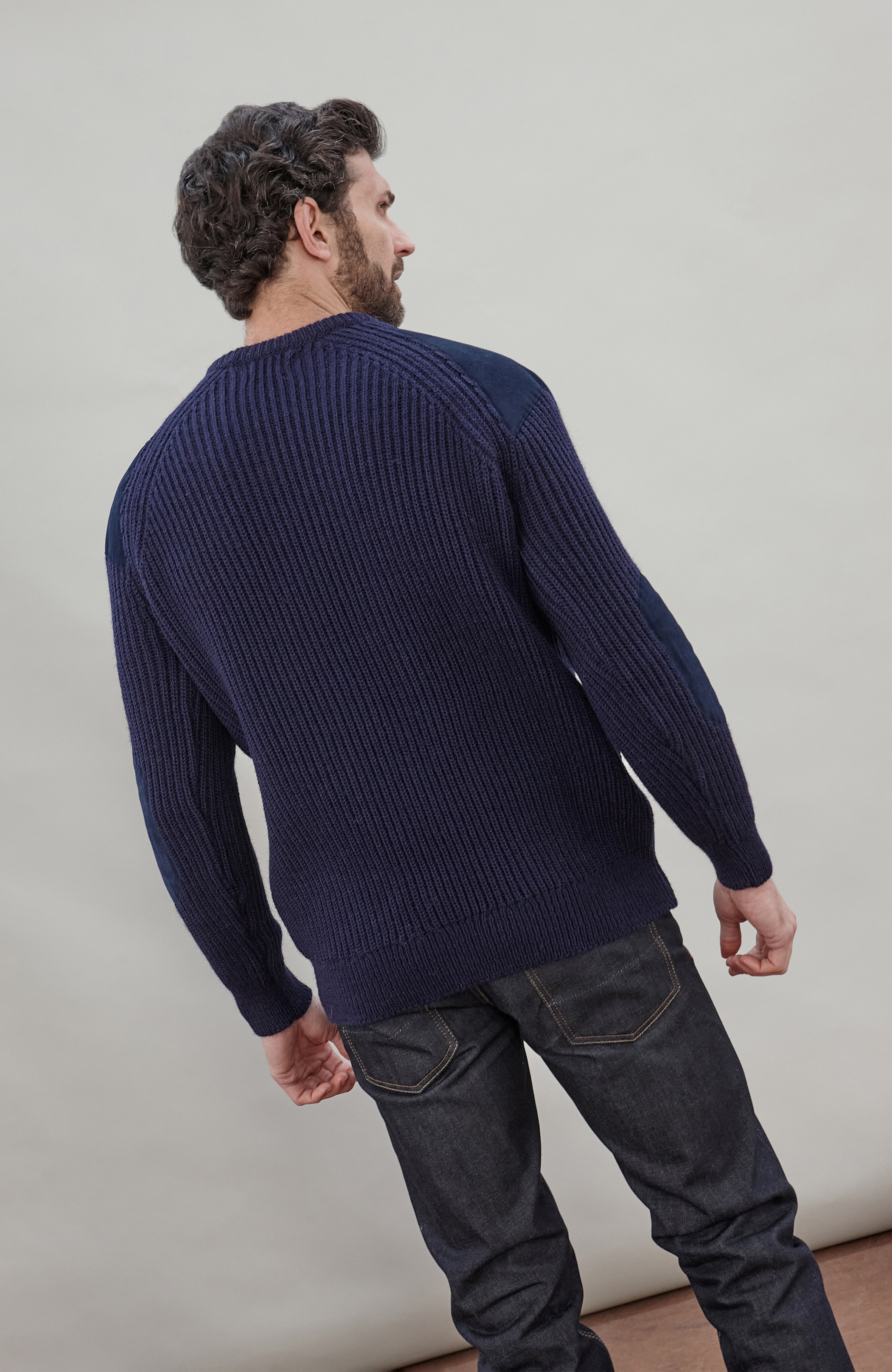 Mens Chunky British Wool Ribbed Shooting Jumper