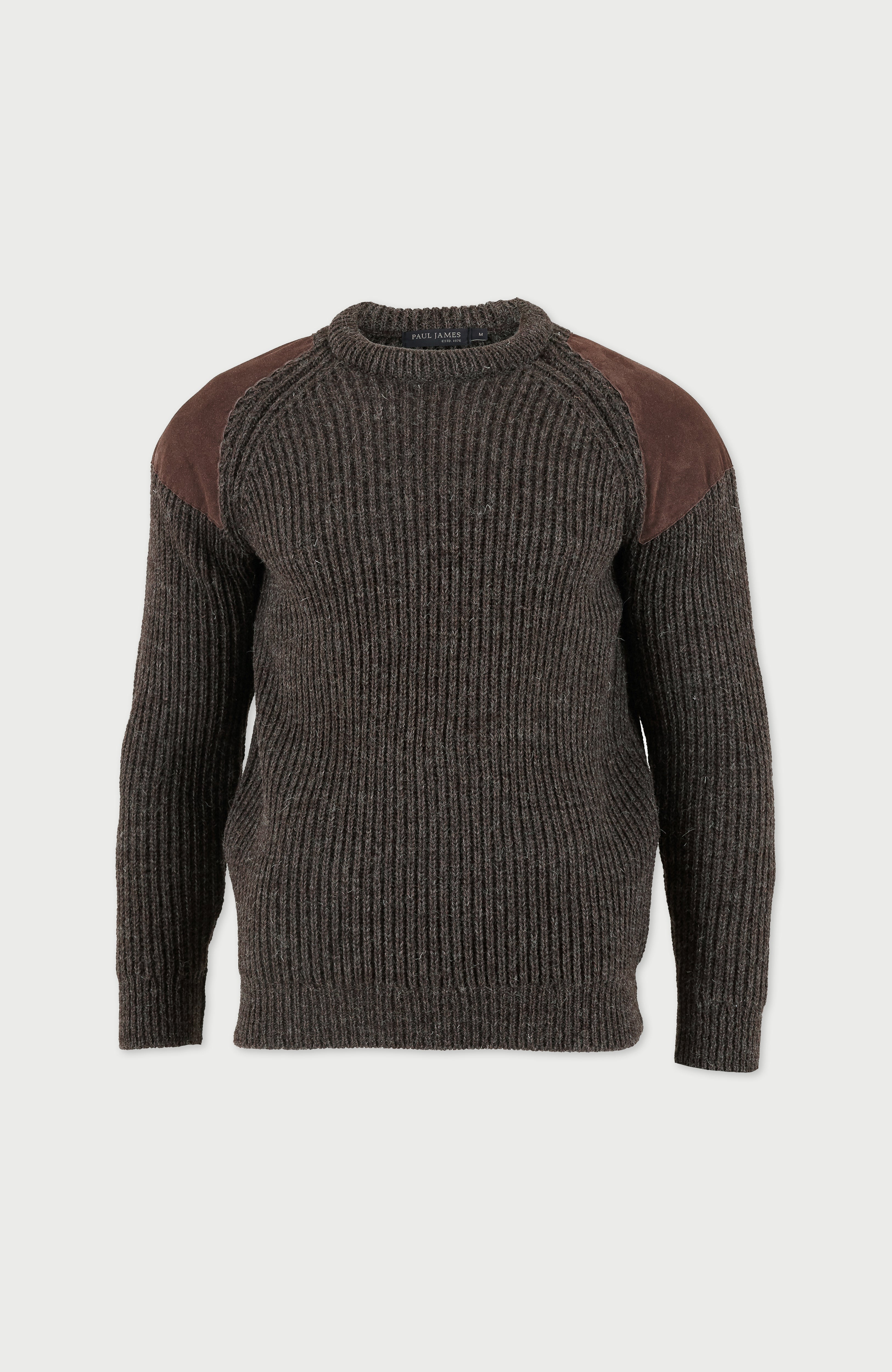 Mens Chunky British Wool Ribbed Shooting Jumper