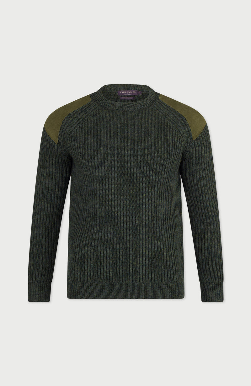 Mens Chunky British Wool Ribbed Shooting Jumper