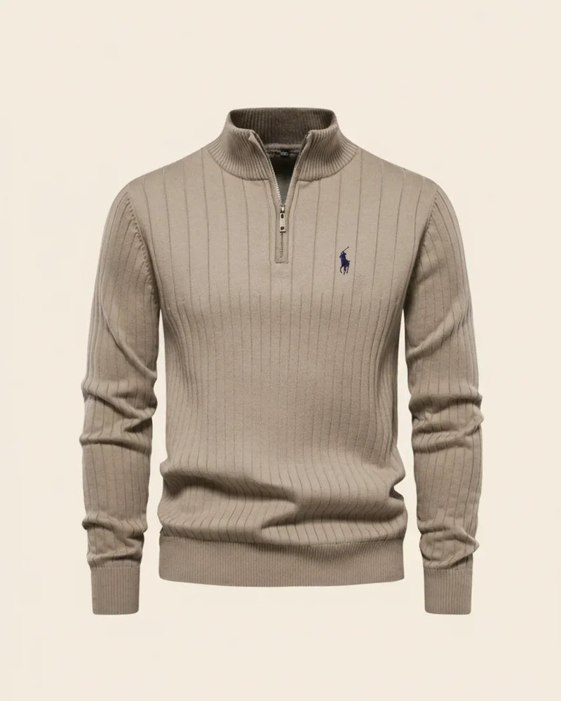RL Textured Zip-Neck Knit
