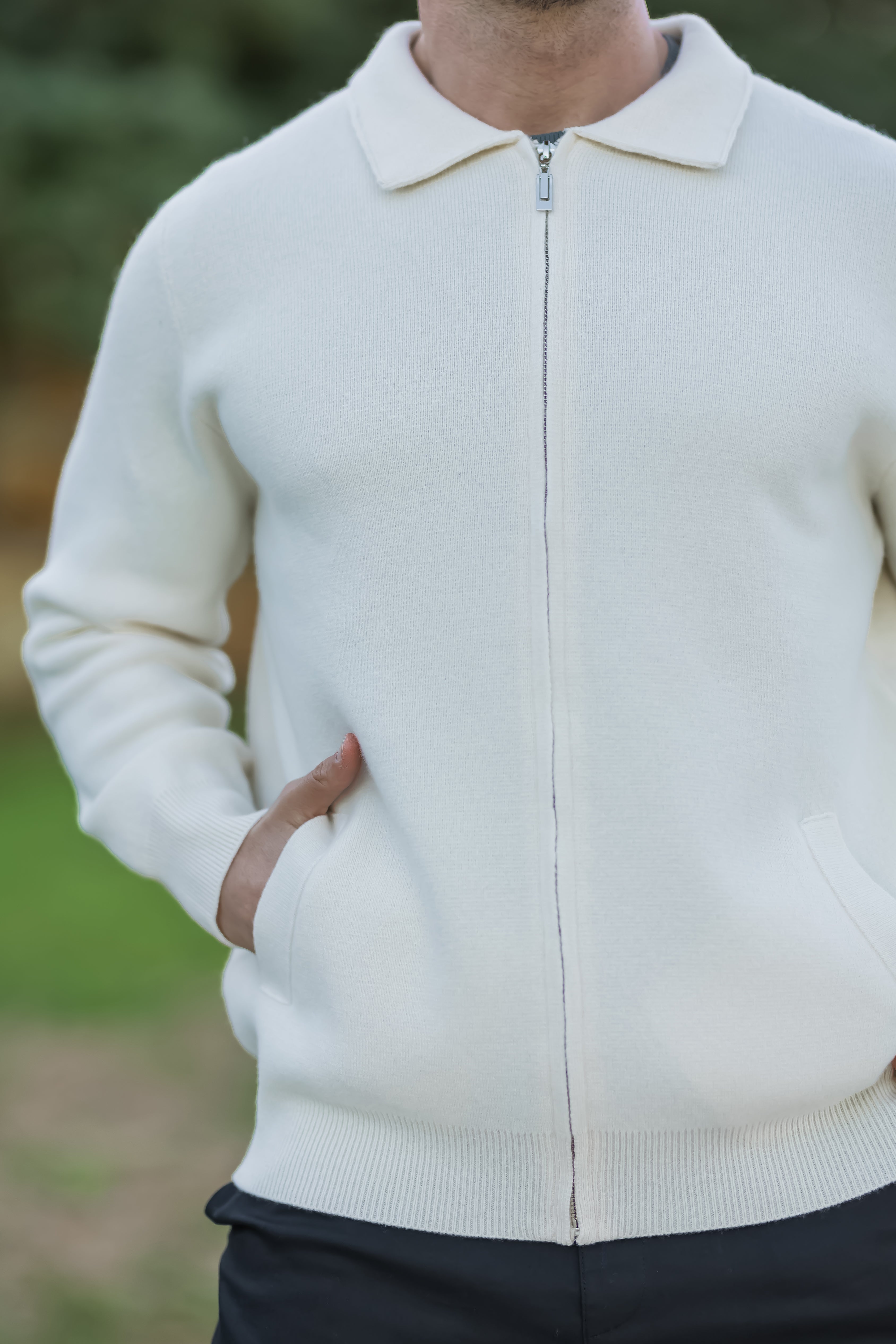 Salto Men's Merino Zip-Up Sweater – Smart Casual Knit