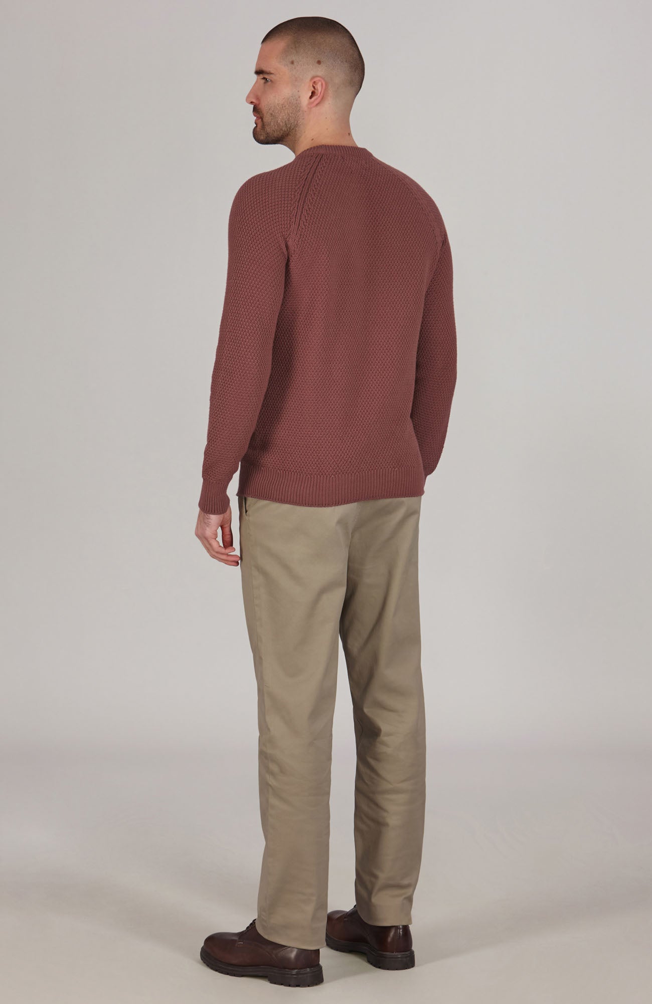 Mens Organic Cotton Moss Stitch Raglan Jumper