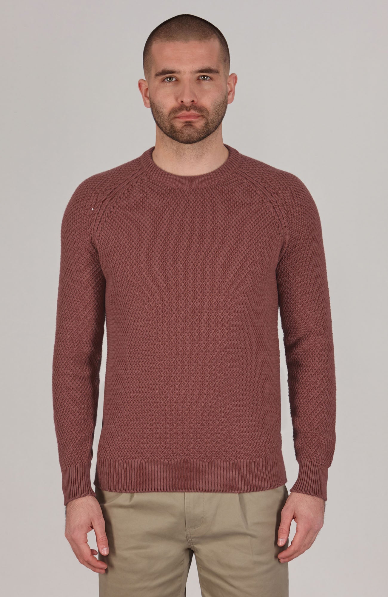 Mens Organic Cotton Moss Stitch Raglan Jumper