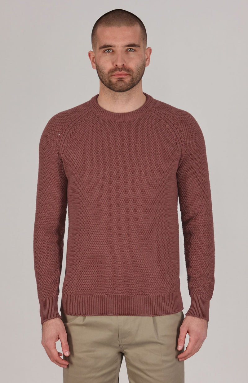 Mens Organic Cotton Moss Stitch Raglan Jumper