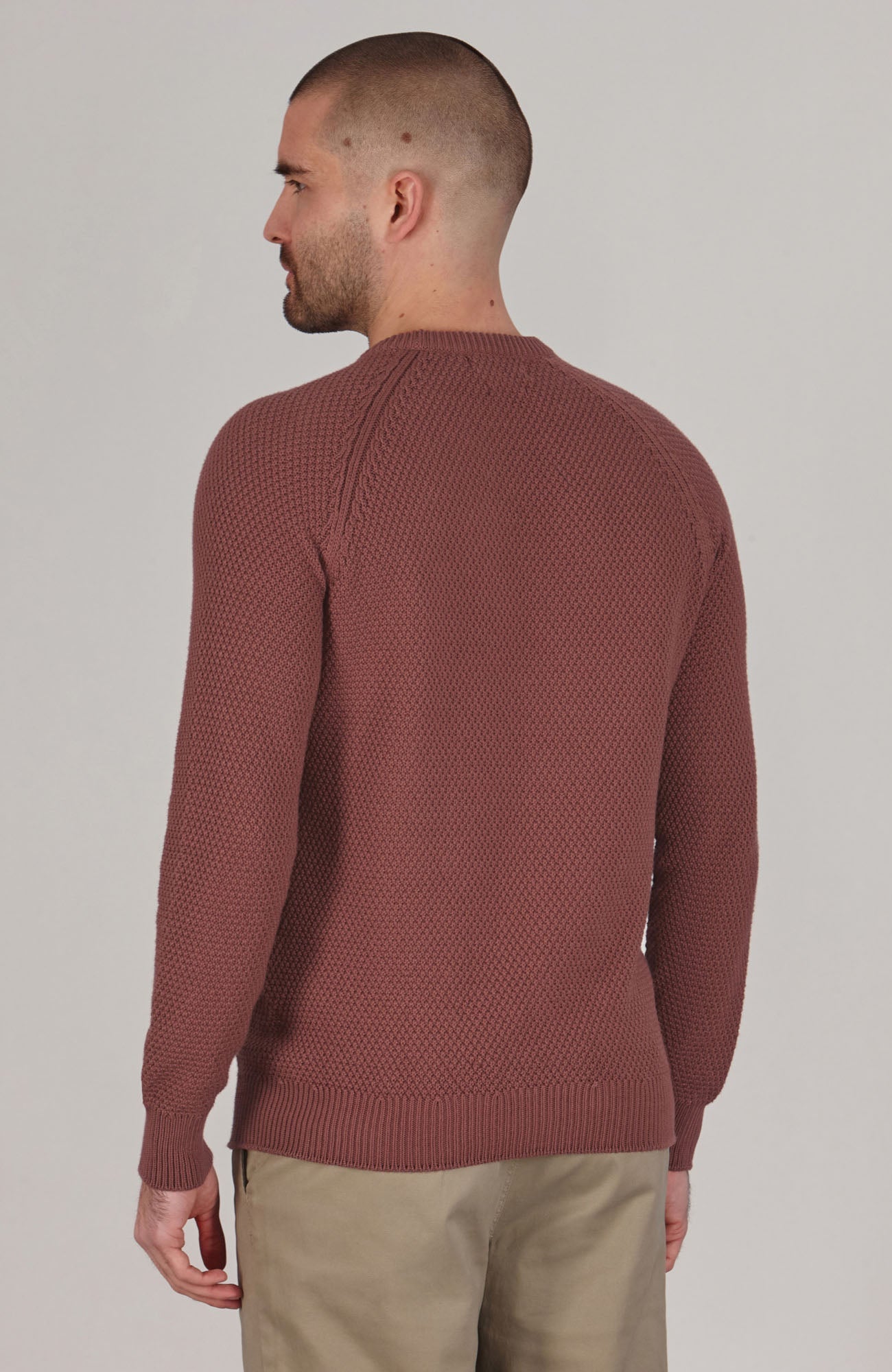 Mens Organic Cotton Moss Stitch Raglan Jumper