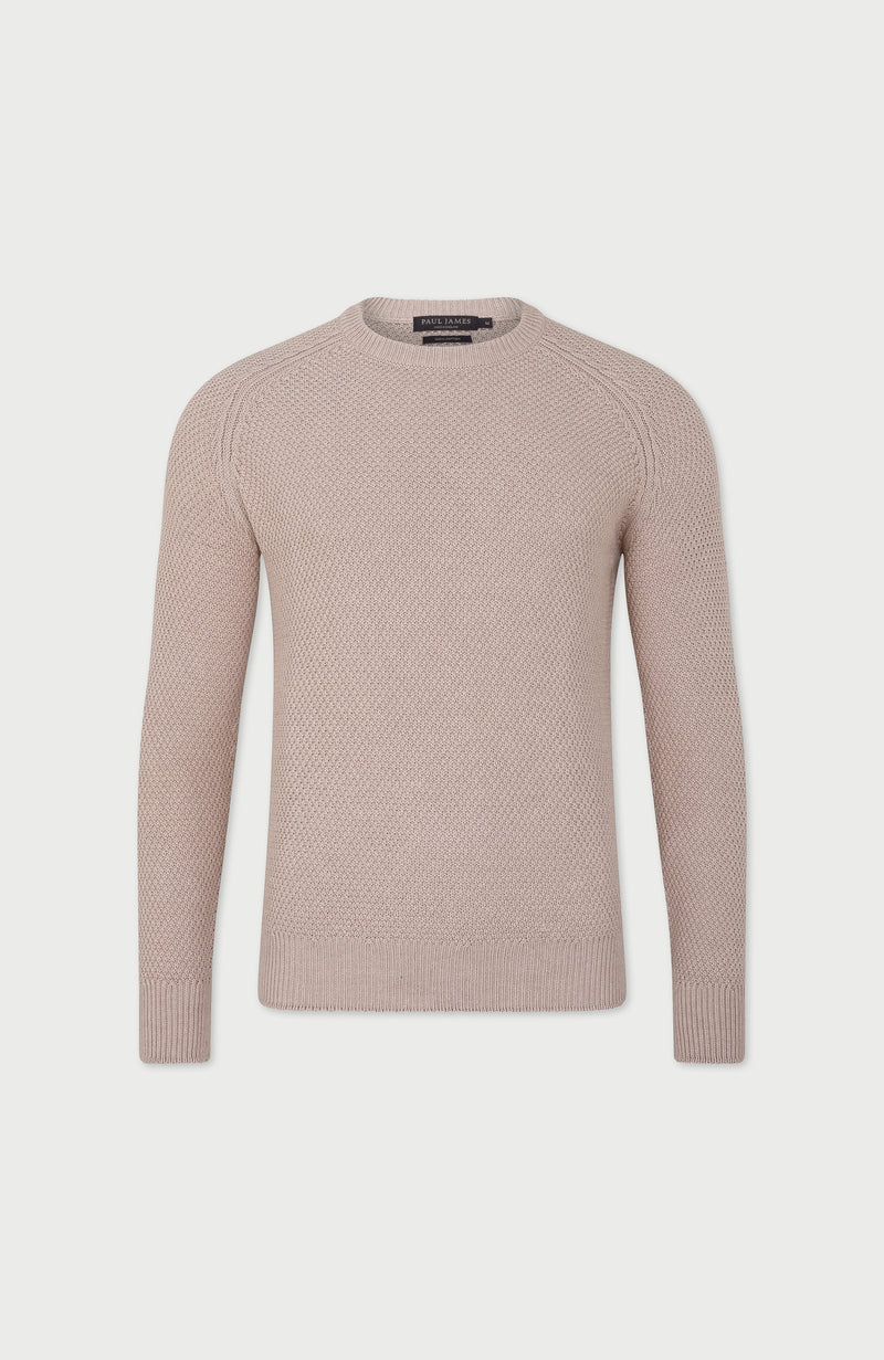 Mens Organic Cotton Moss Stitch Raglan Jumper