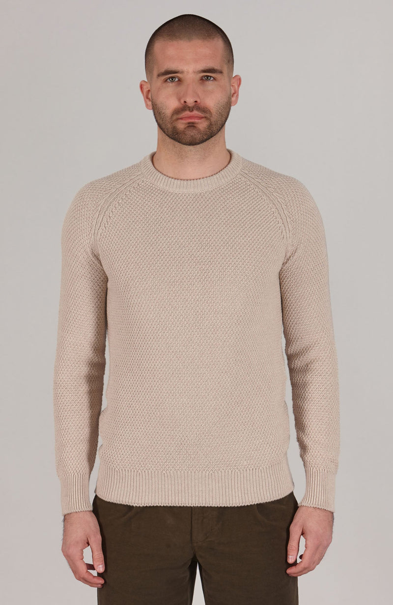 Mens Organic Cotton Moss Stitch Raglan Jumper