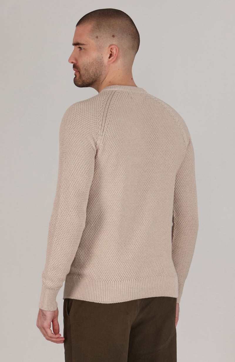 Mens Organic Cotton Moss Stitch Raglan Jumper