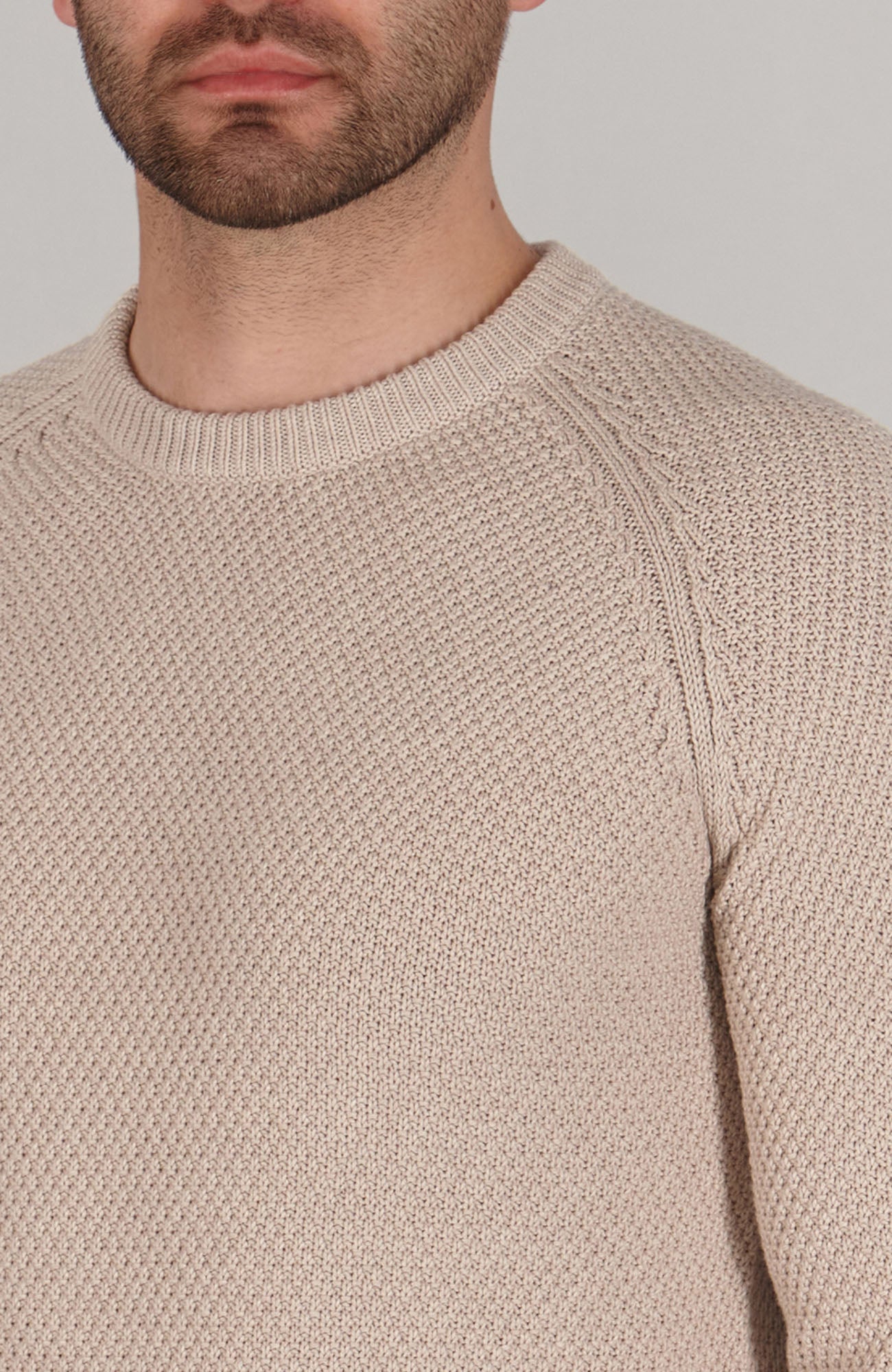 Mens Organic Cotton Moss Stitch Raglan Jumper