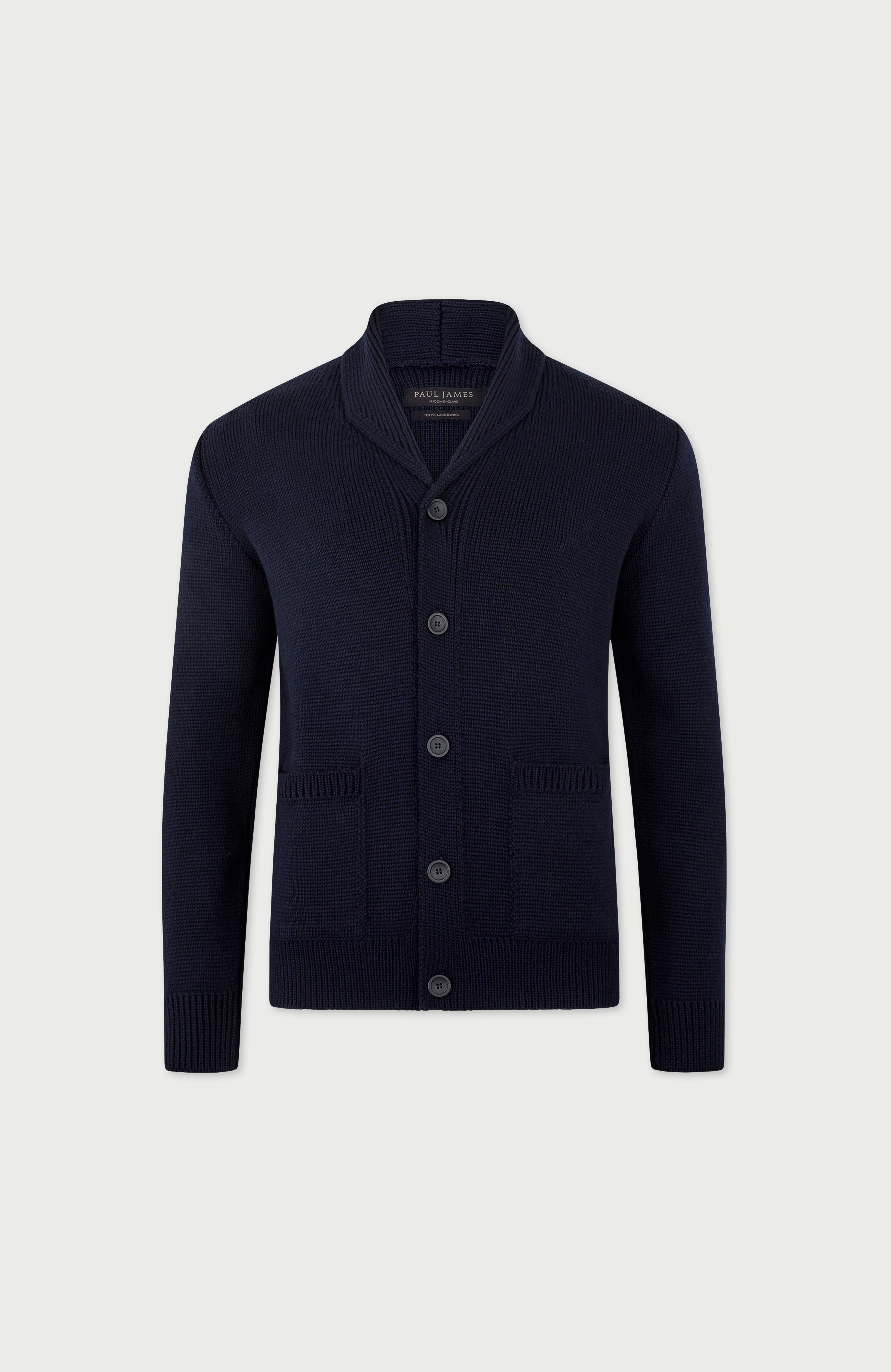 Mens Chunky Merino Wool Shawl Collar Cardigan