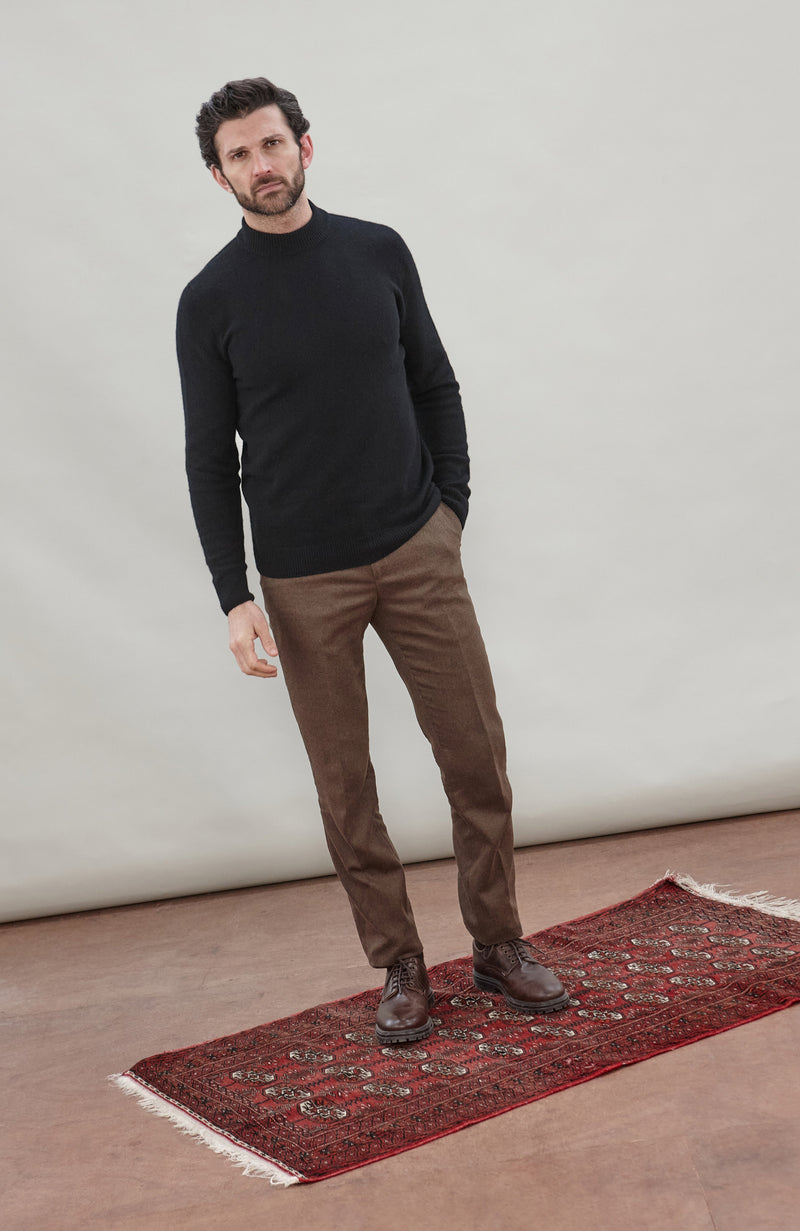 Mens Lambswool Mock Turtle Neck Jumper