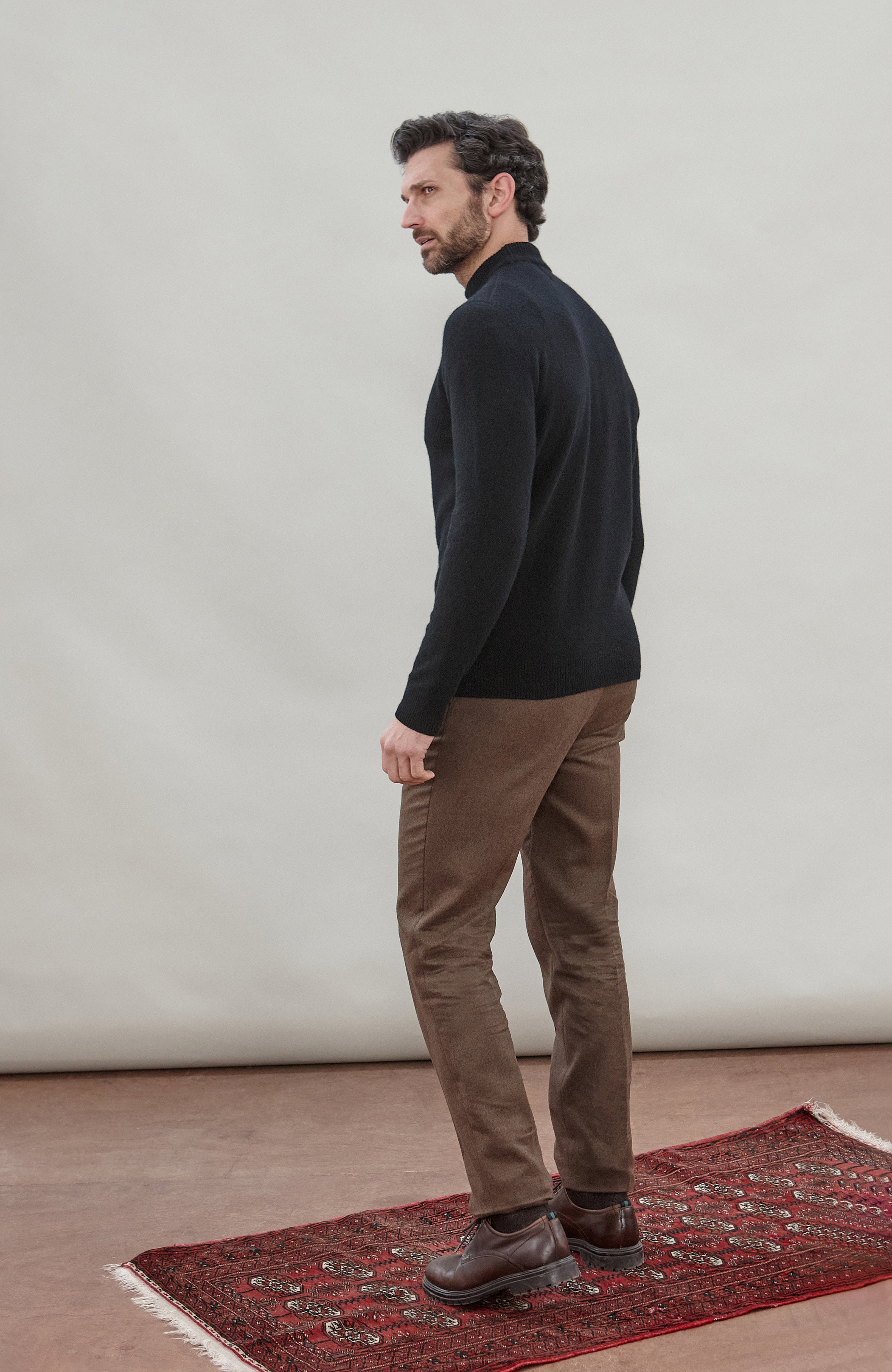 Mens Lambswool Mock Turtle Neck Jumper