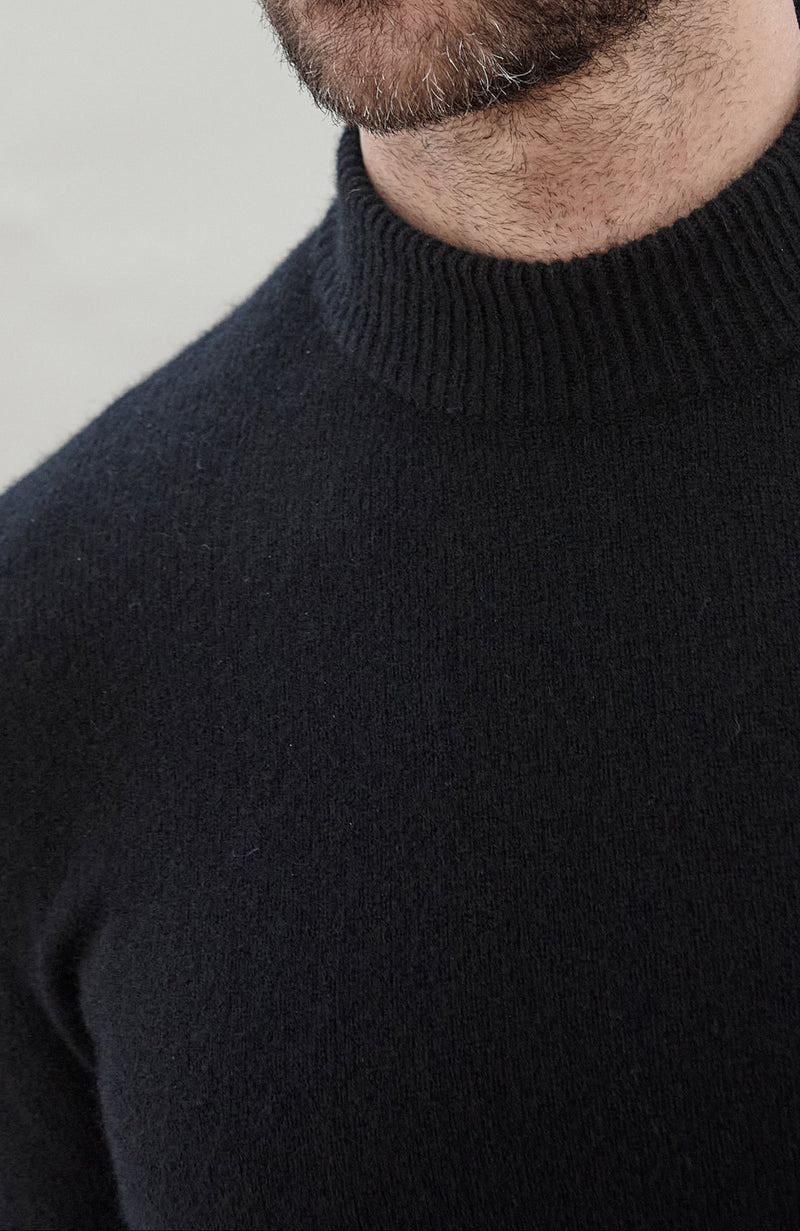 Mens Lambswool Mock Turtle Neck Jumper