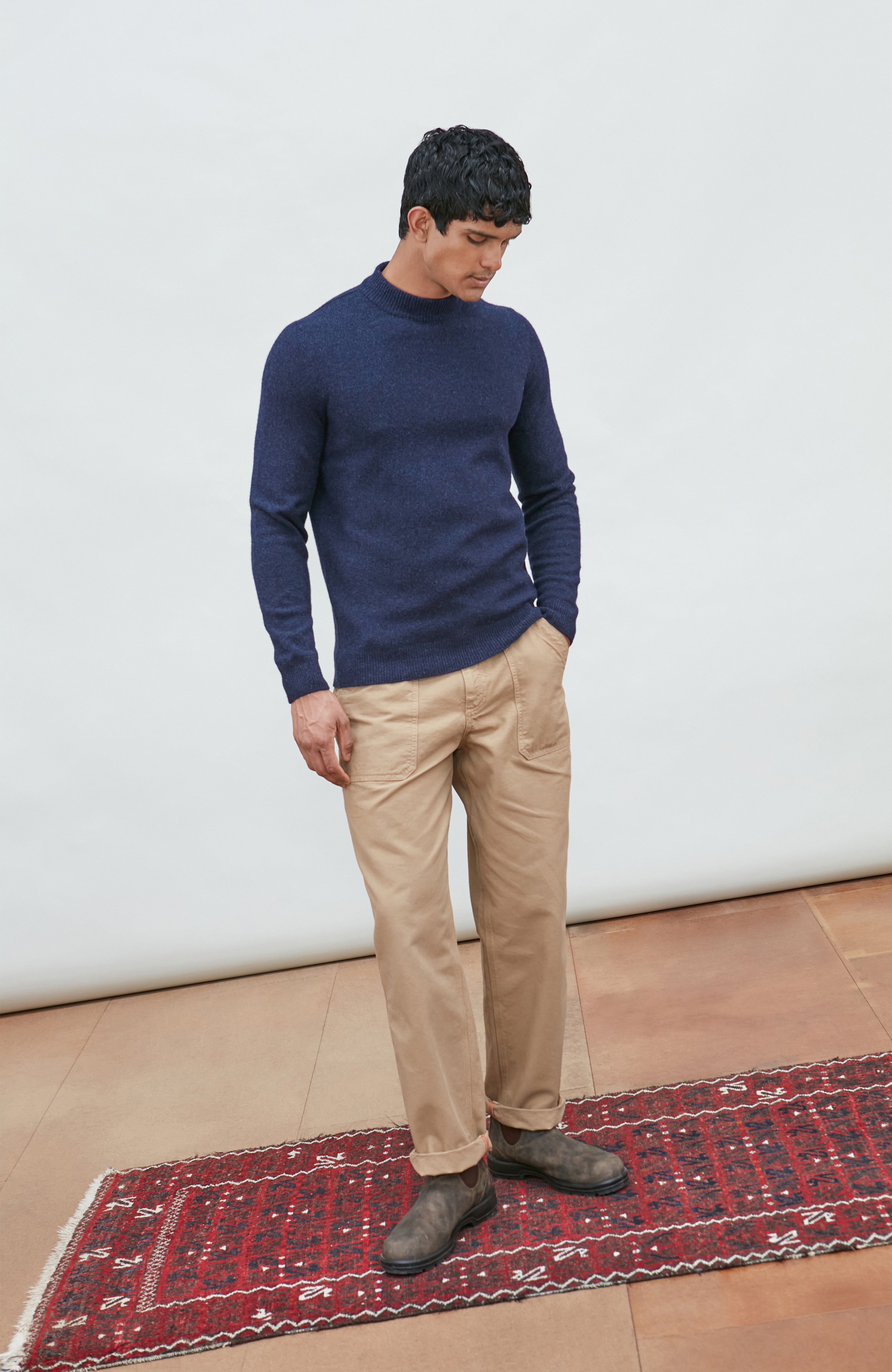 Mens Lambswool Mock Turtle Neck Jumper