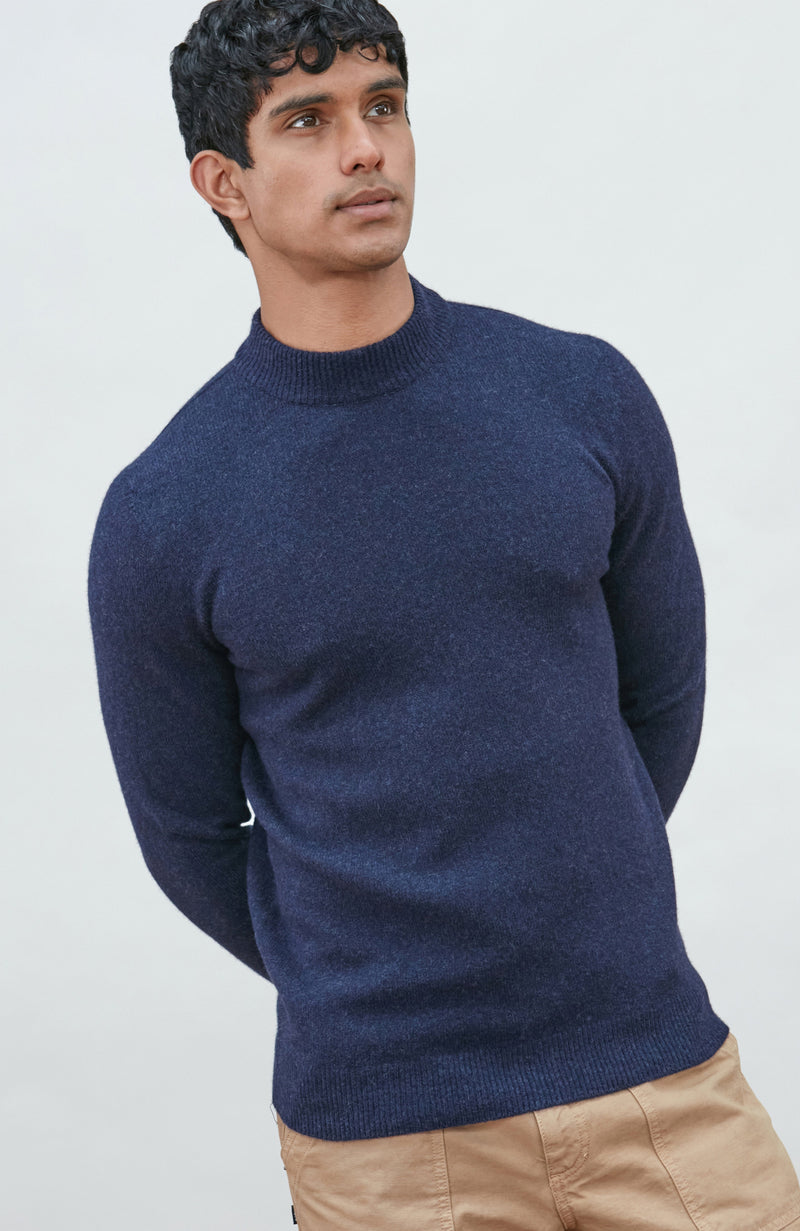 Mens Lambswool Mock Turtle Neck Jumper
