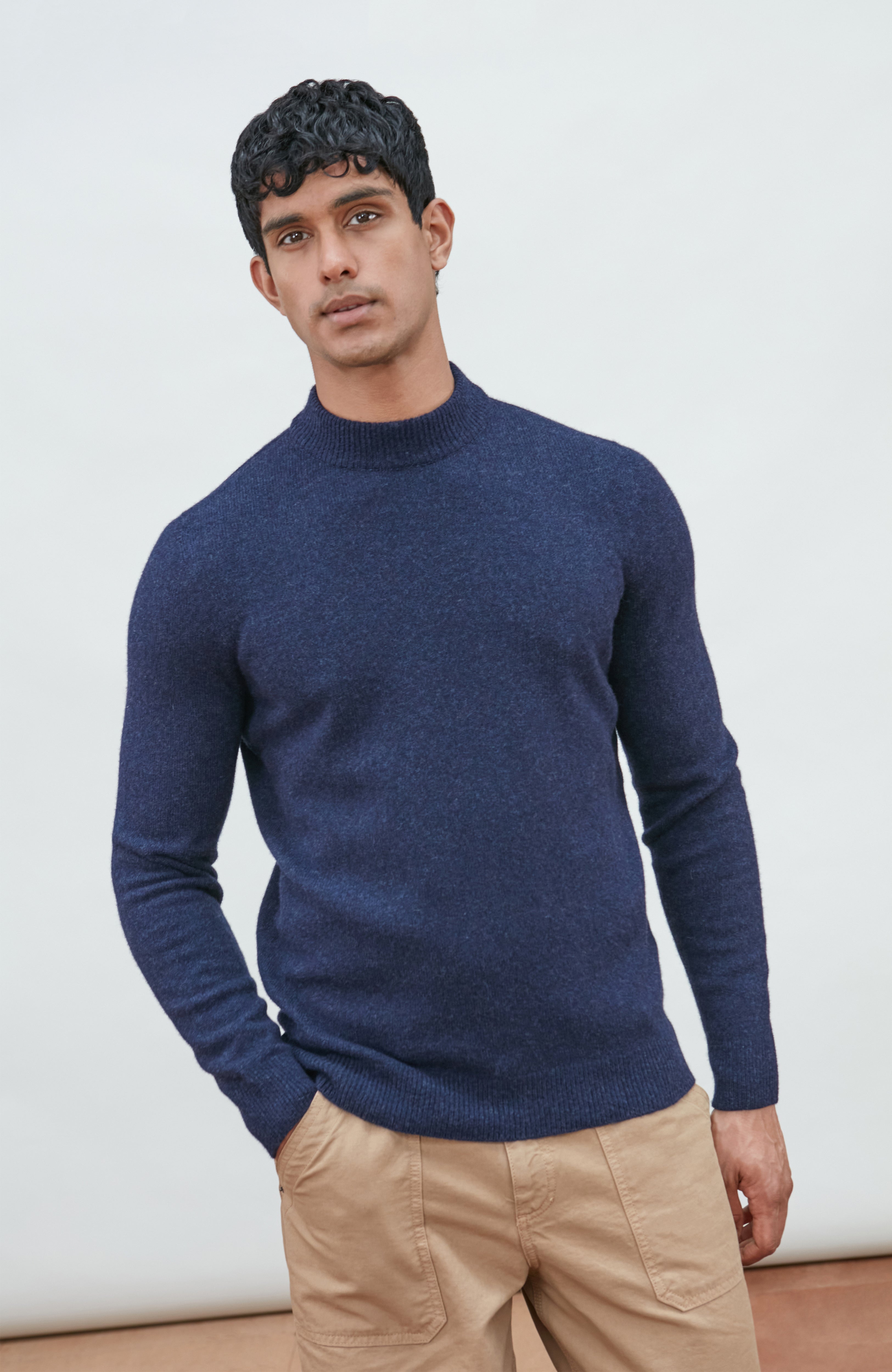 Mens Lambswool Mock Turtle Neck Jumper