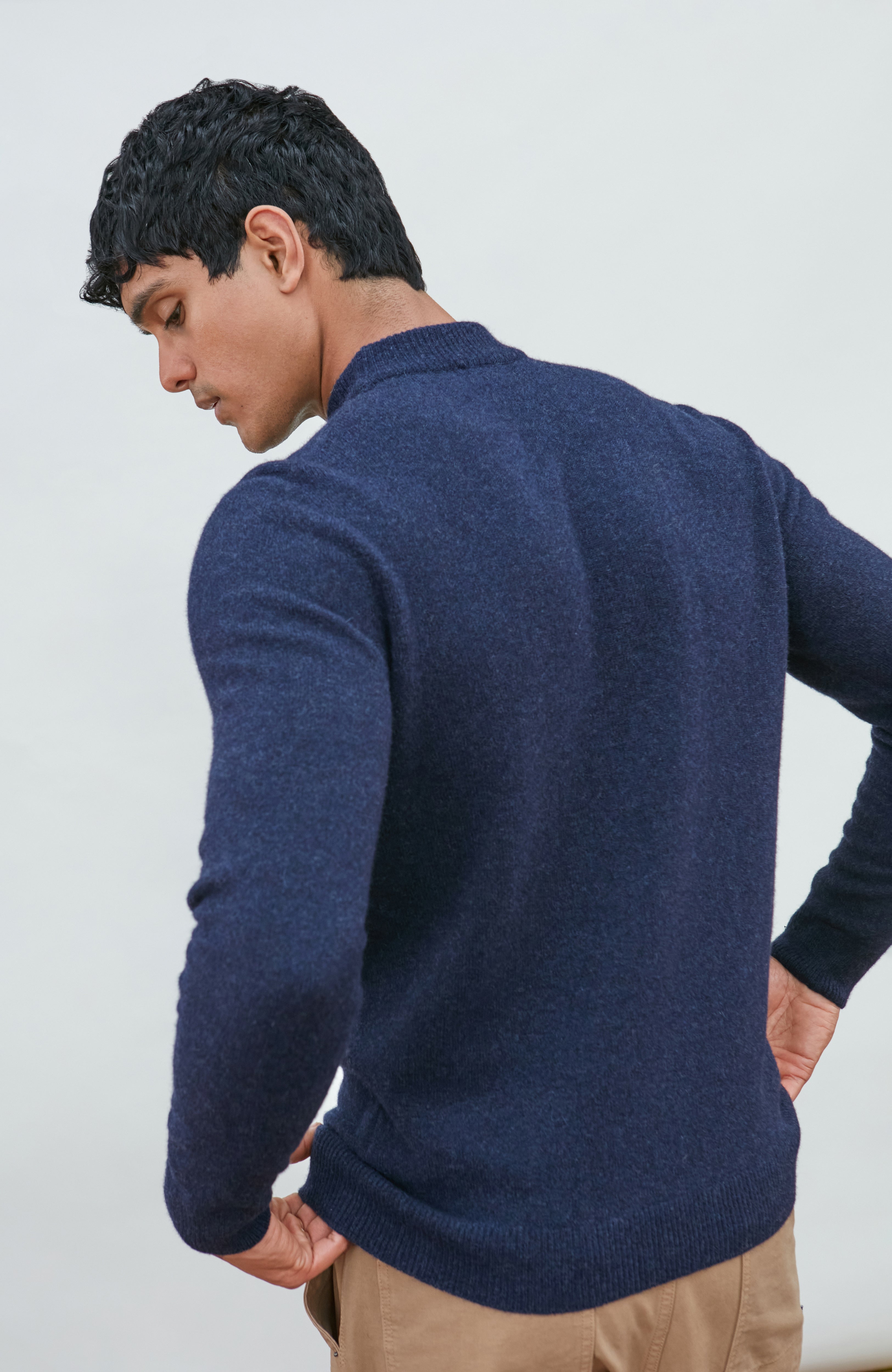 Mens Lambswool Mock Turtle Neck Jumper