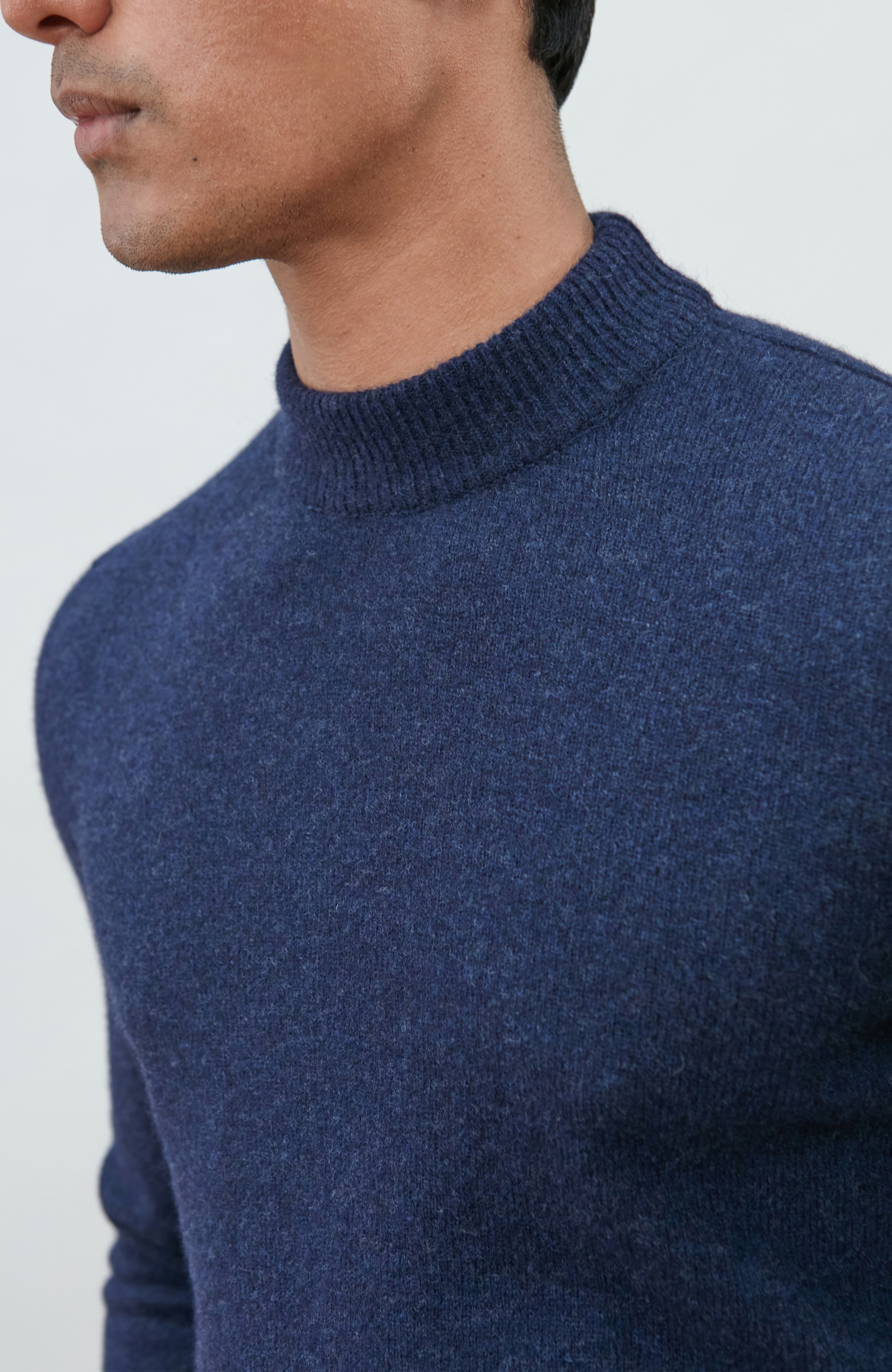 Mens Lambswool Mock Turtle Neck Jumper