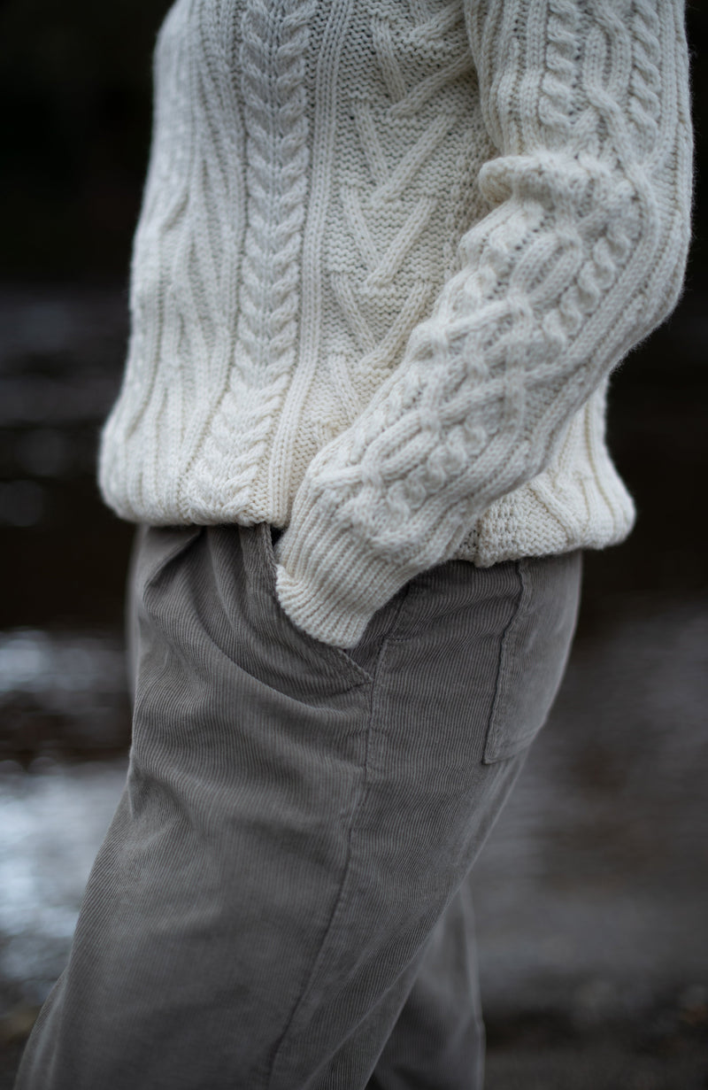 Womens Chunky Merino Wool Roll Neck Cable Jumper