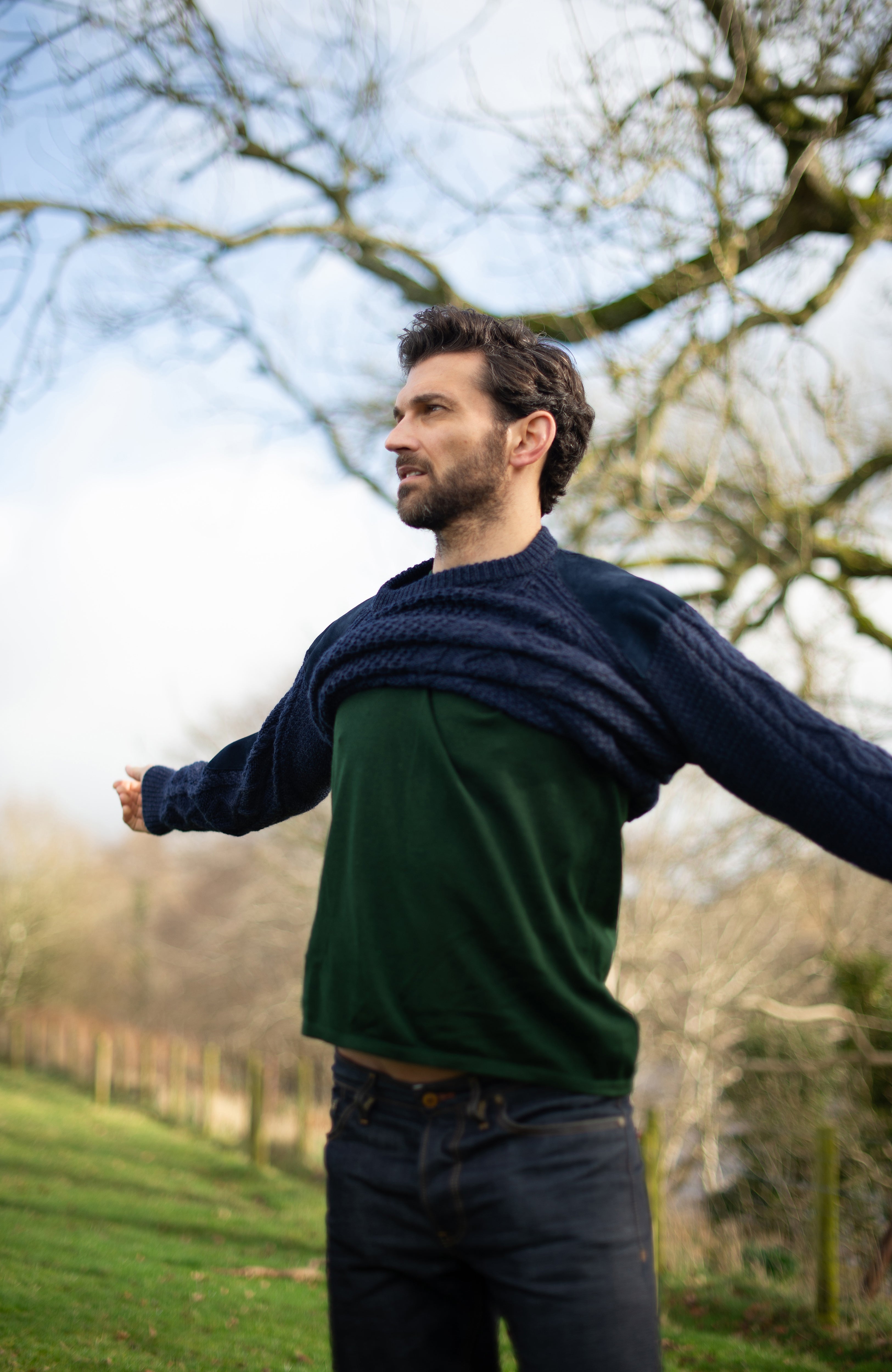 Mens Chunky Merino Wool Shooting Jumper