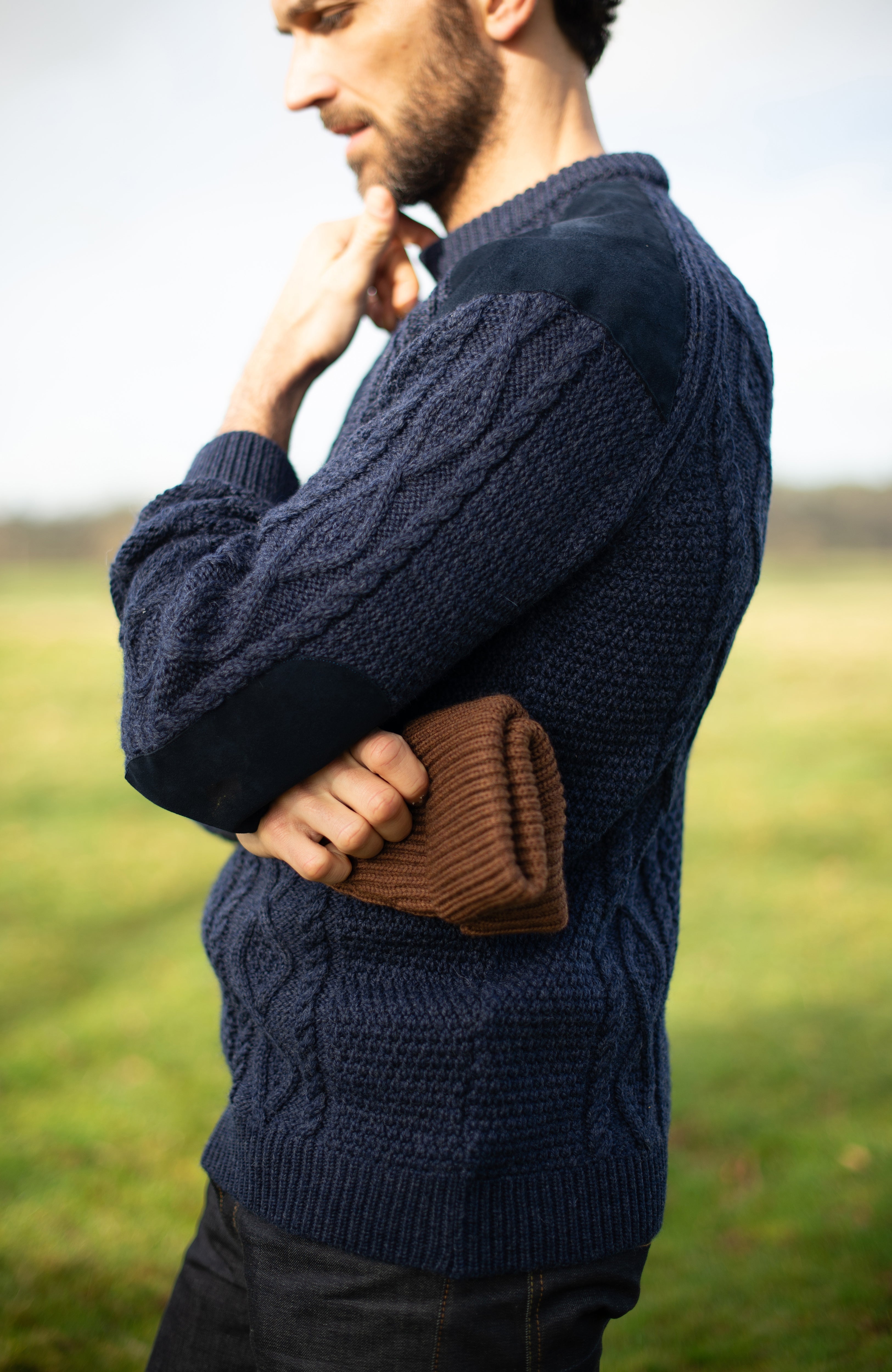 Mens Chunky Merino Wool Shooting Jumper