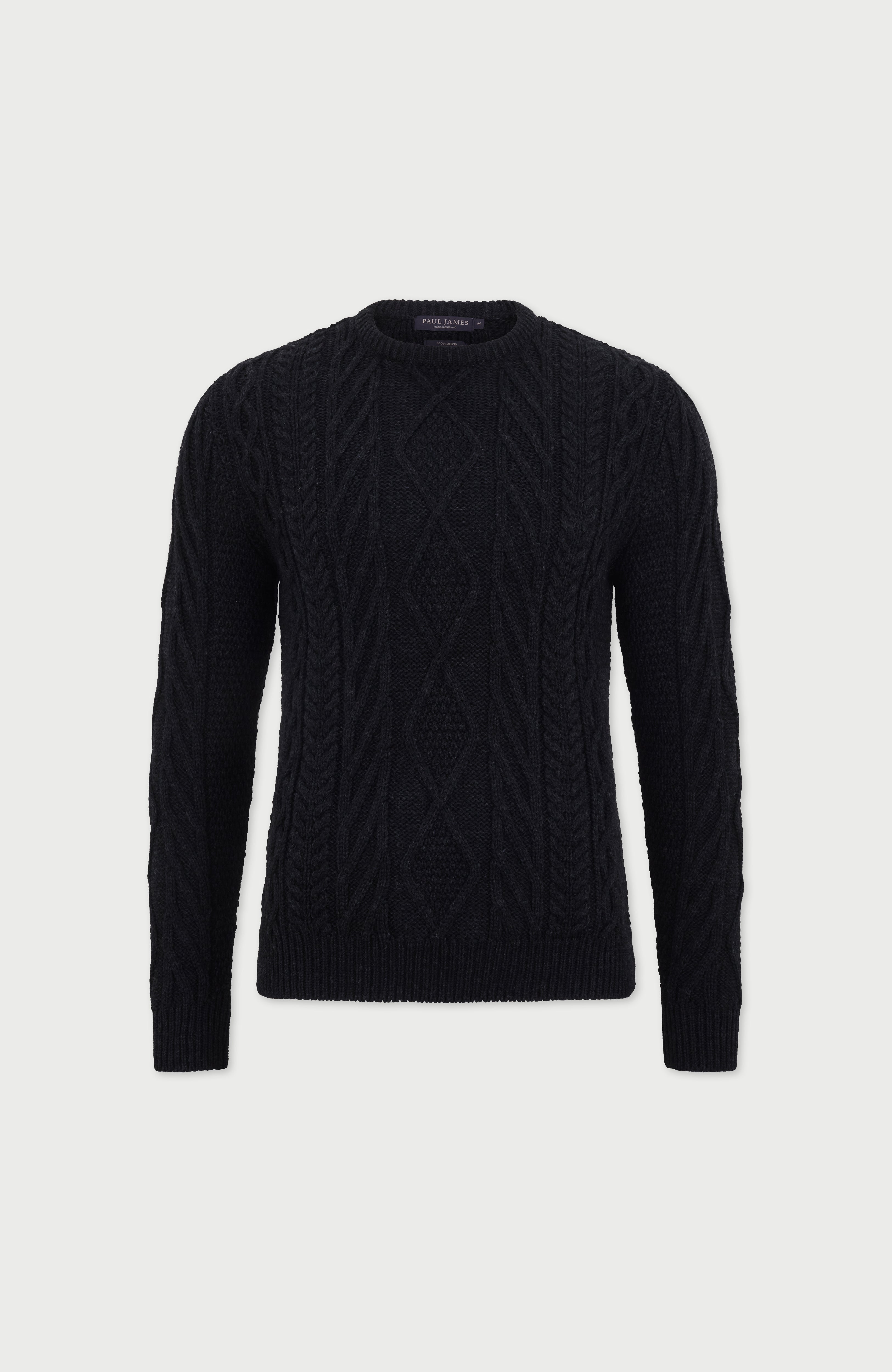 Mens Chunky Merino Wool Cable Jumper