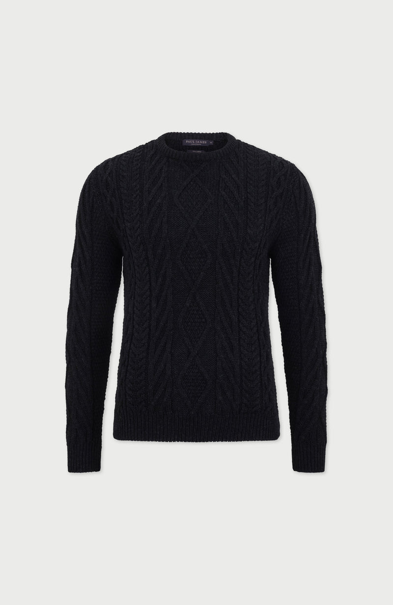 Mens Chunky Merino Wool Cable Jumper