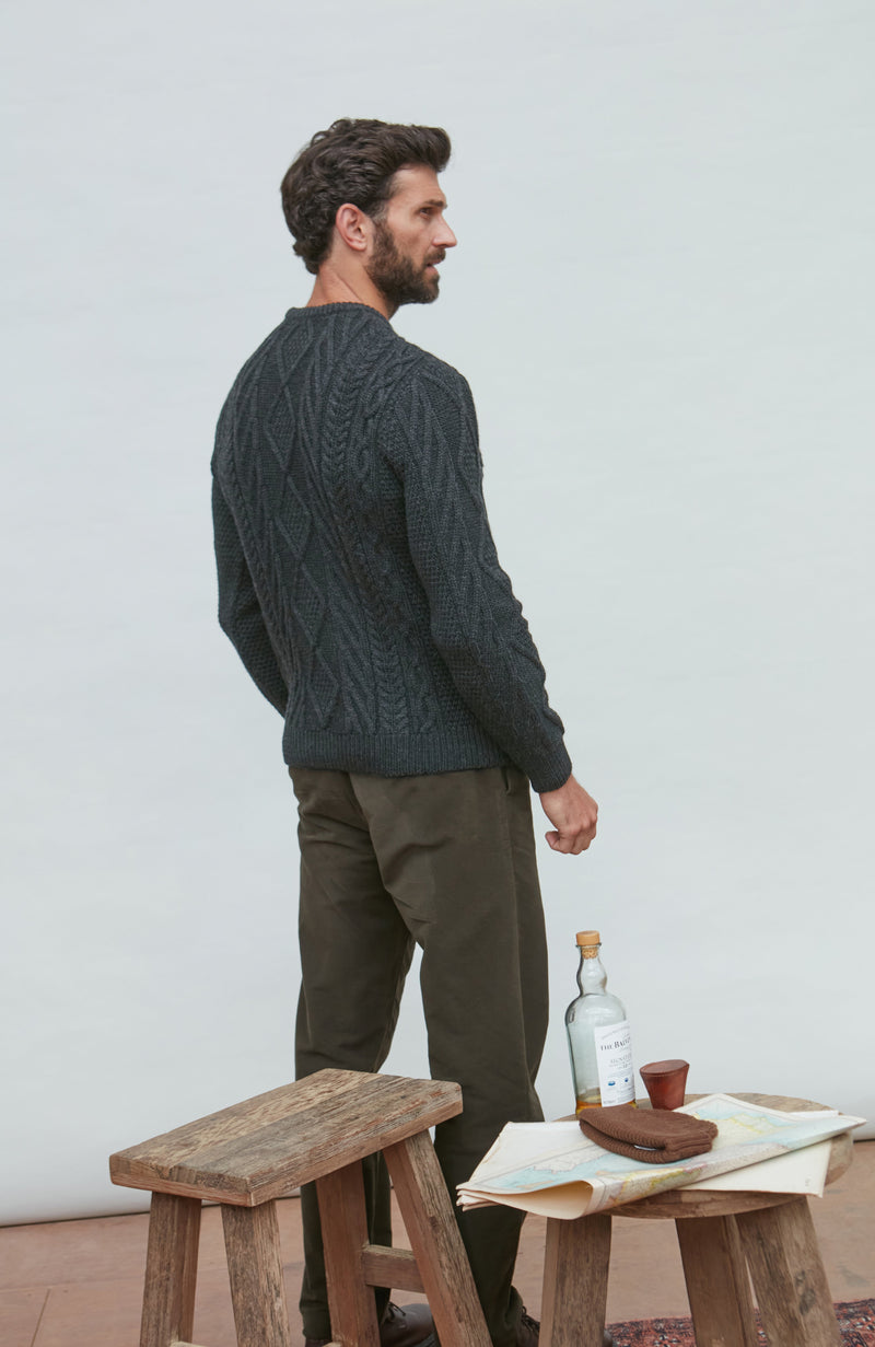 Mens Chunky Merino Wool Cable Jumper