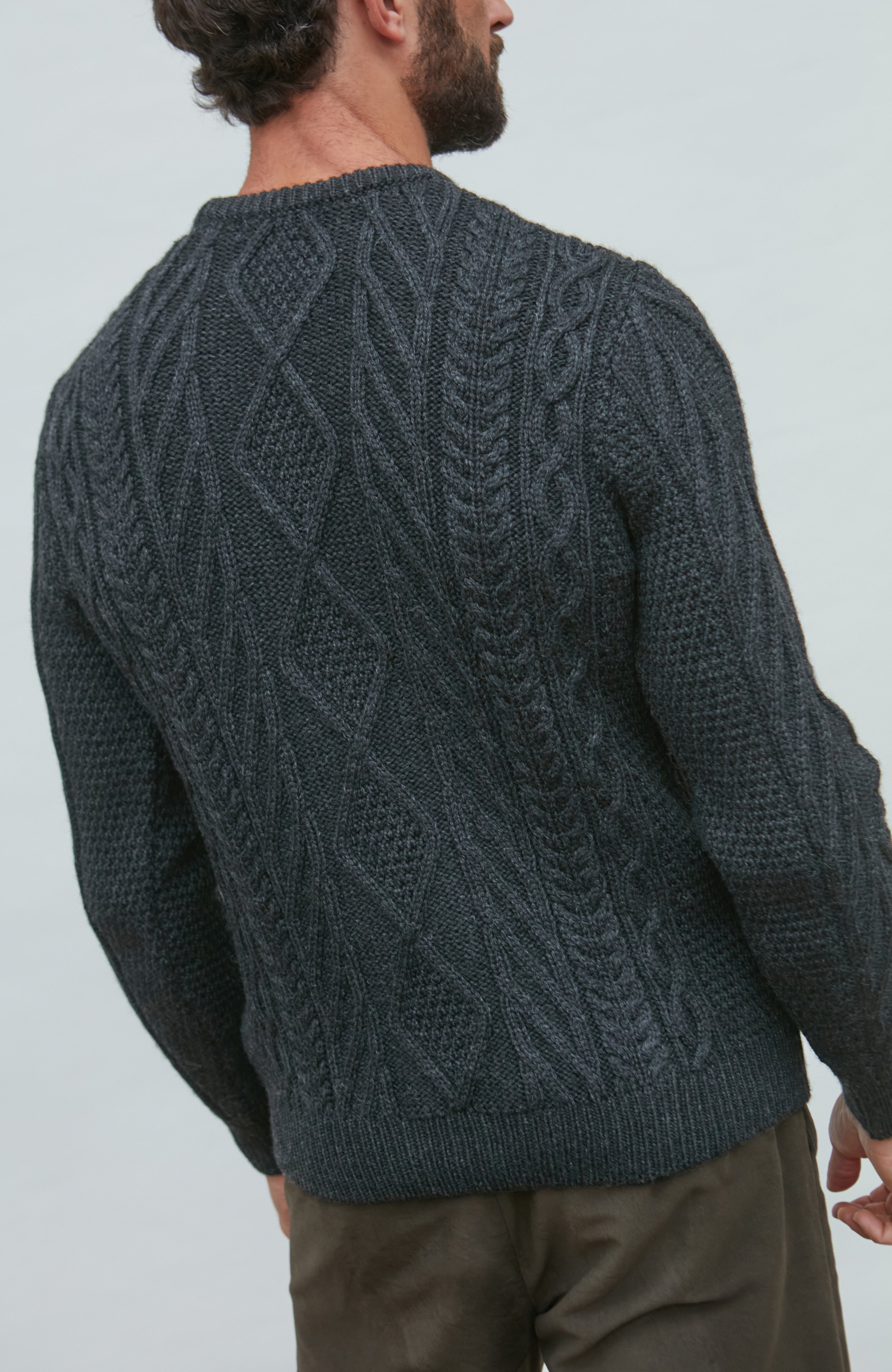 Mens Chunky Merino Wool Cable Jumper