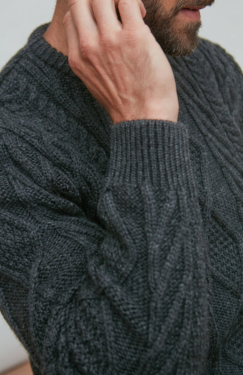 Mens Chunky Merino Wool Cable Jumper
