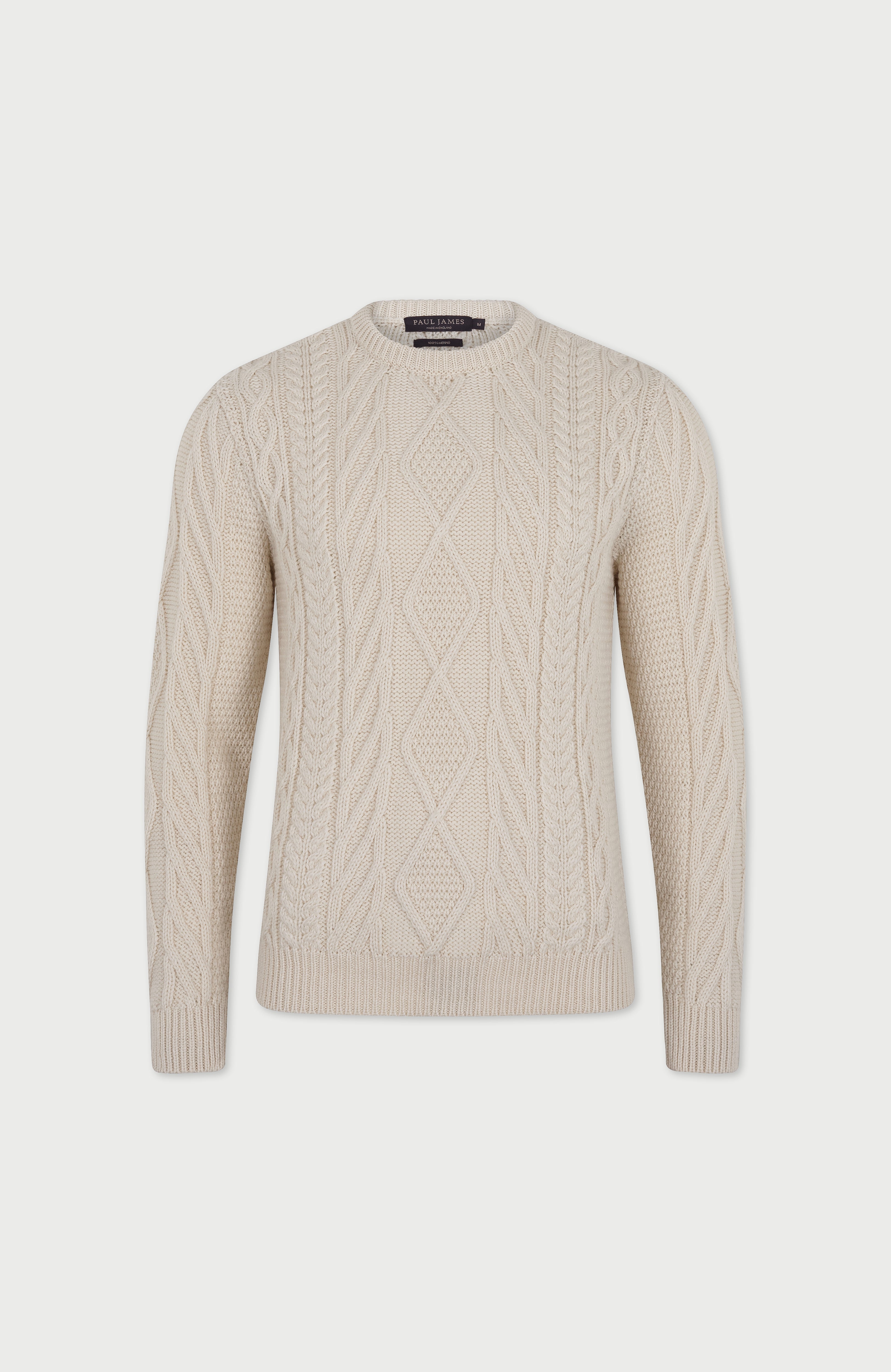 Mens Chunky Merino Wool Cable Jumper